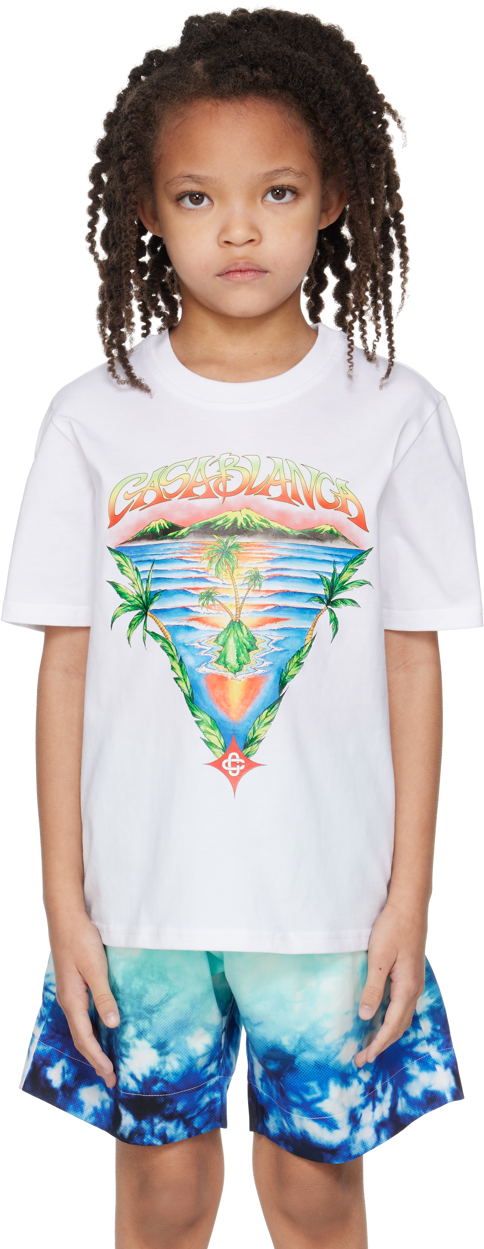 Kids White Innocence Triangle Short Sleeve T‑shirt by Casablanca