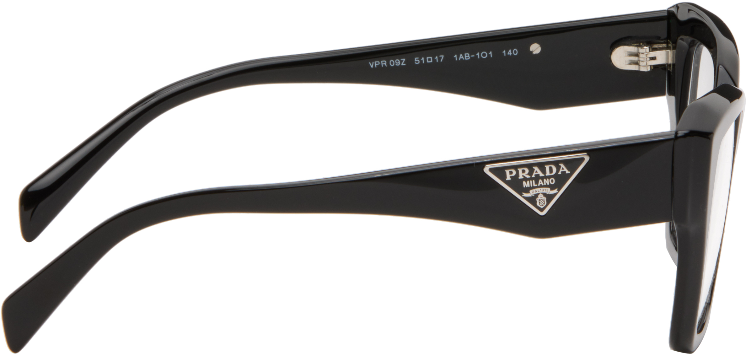 Prada Black Symbole Rectangle Acetate Glasses In Black