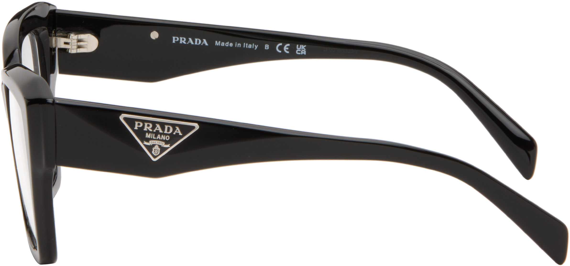 Prada Black Symbole Rectangle Acetate Glasses In Black