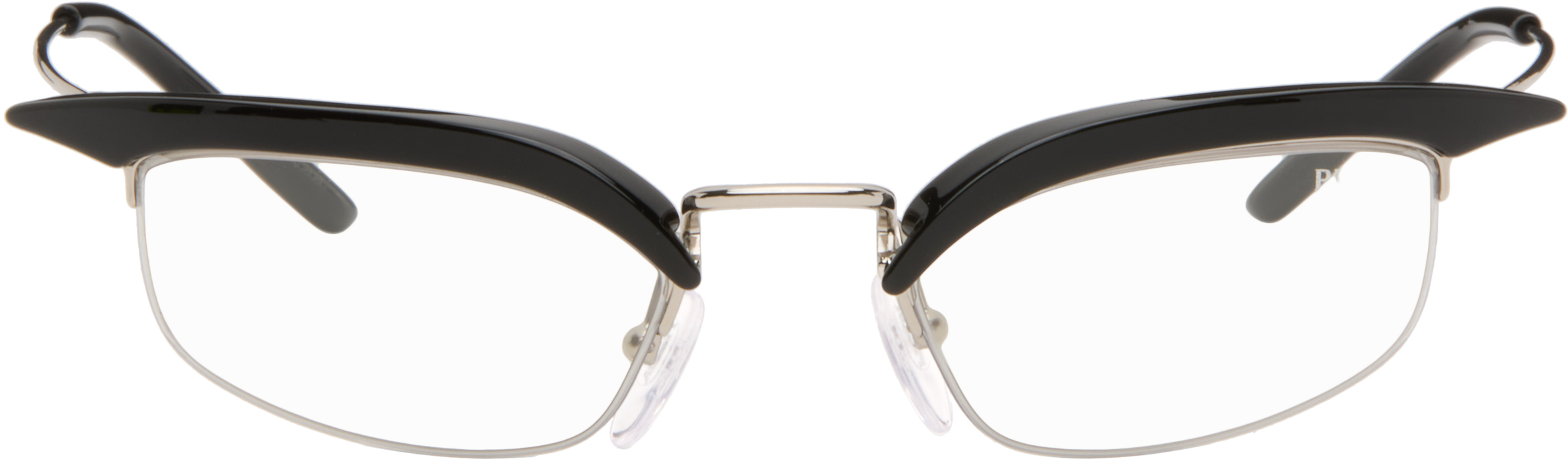 prada ブラック catwalk アンギュラー キャットアイメガネ Prada Eyewear: ブラック Catwalk アンギュラー キャットアイメガネ