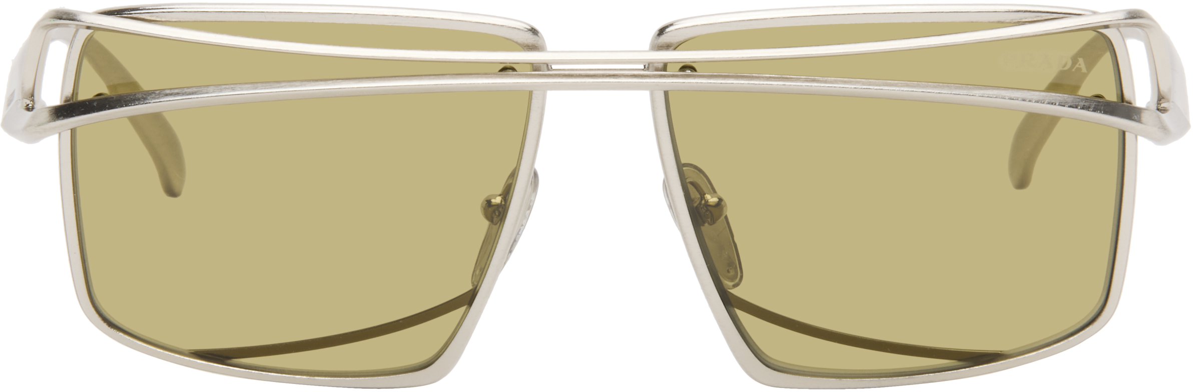 Prada Eyewear Silver Square Metal Sunglasses