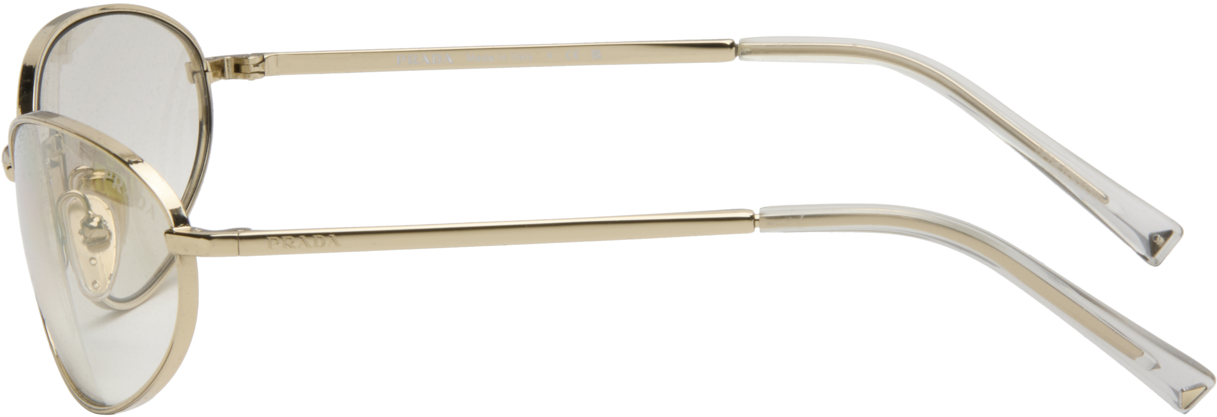 Prada Gold Metal Oval Sunglasses In Gray