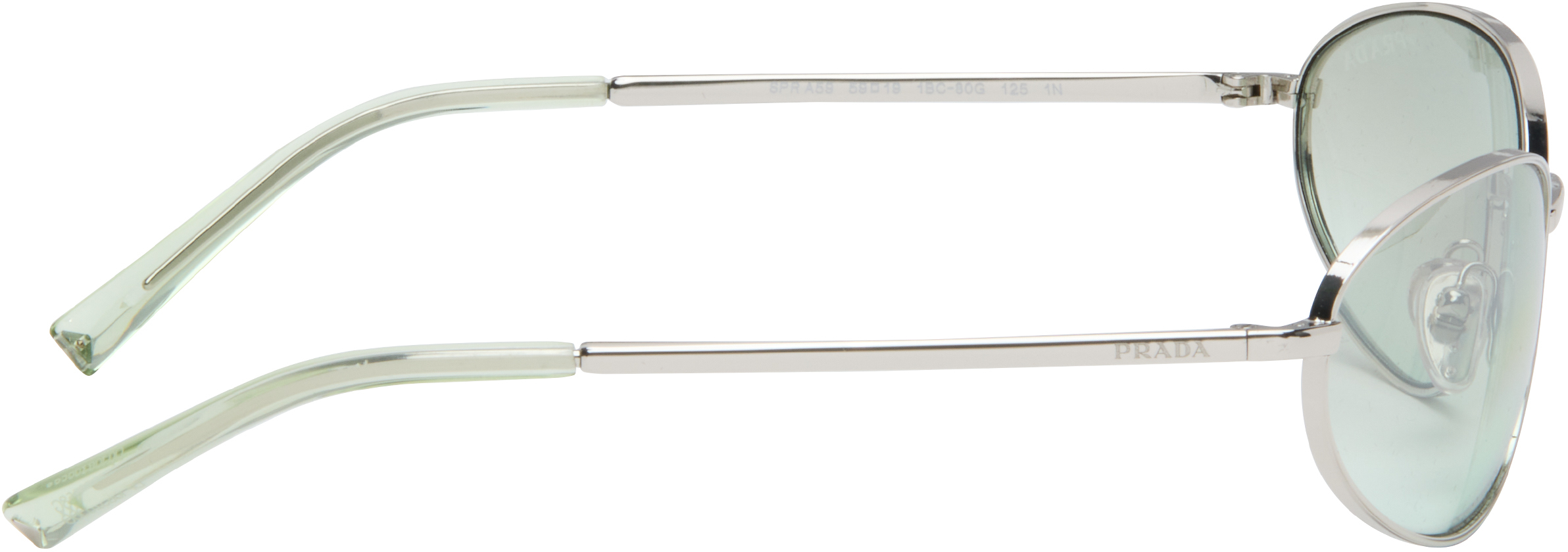 Prada Silver Metal Oval Sunglasses