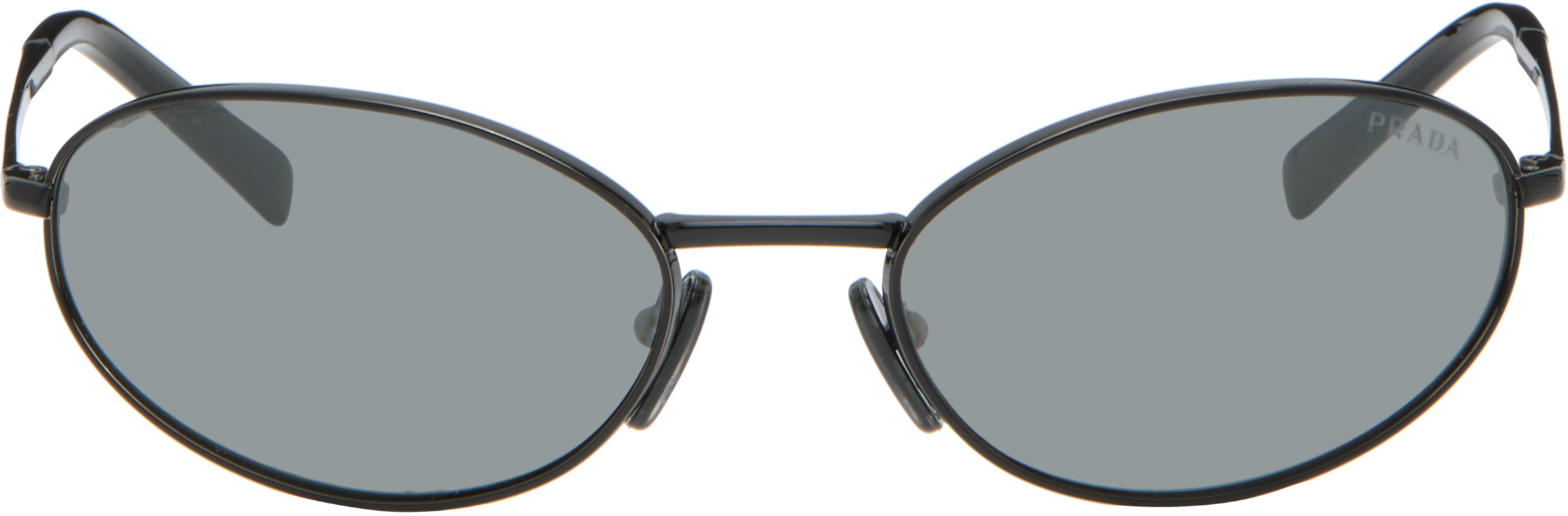 Prada Black Metal Oval Sunglasses