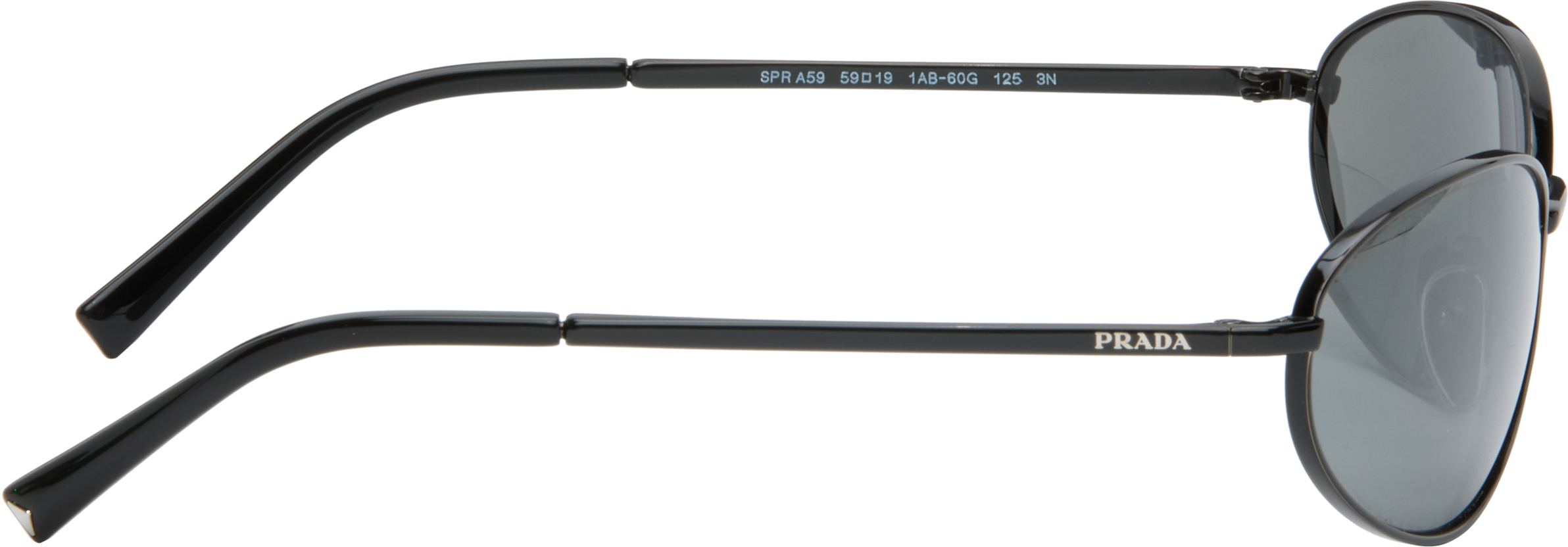 Prada Black Metal Oval Sunglasses