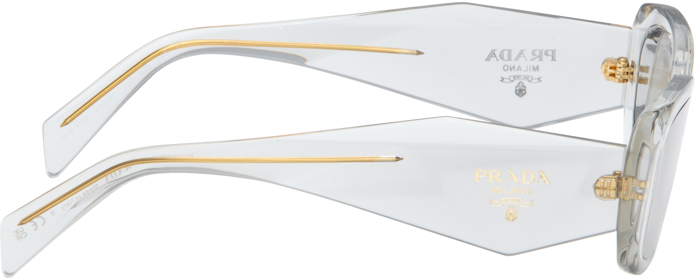 Prada Gray Symbole Rectangle Acetate Sunglasses In Metallic