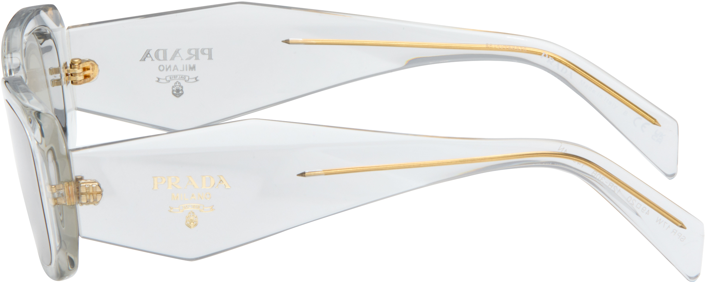 Prada Gray Symbole Rectangle Acetate Sunglasses In Metallic