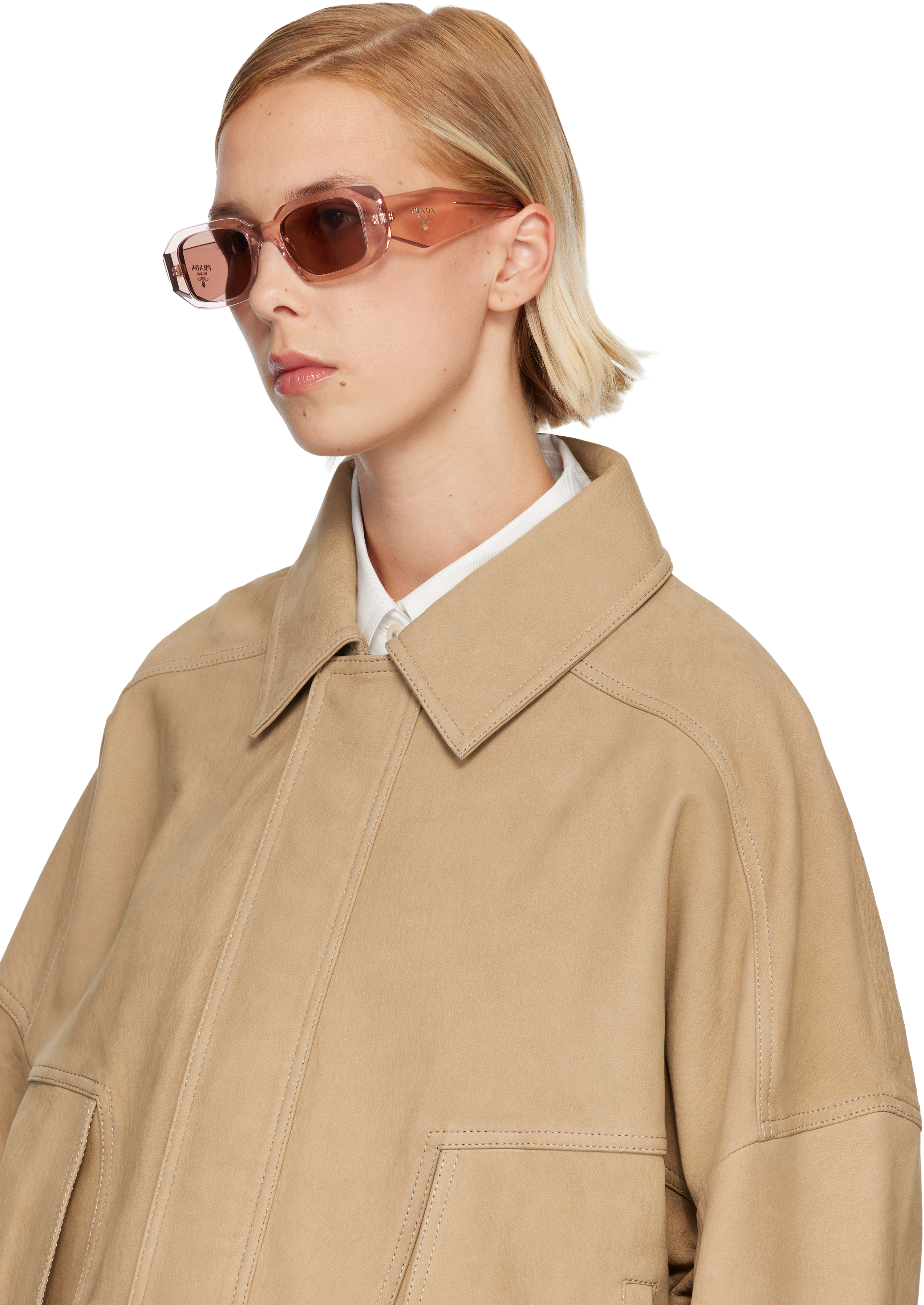 Prada Pink ' Symbole' Sunglasses In Gray