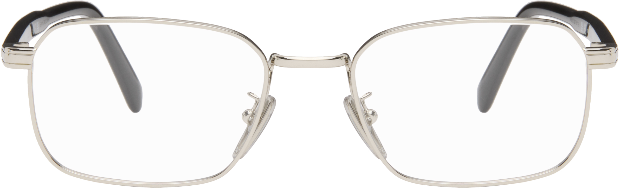 Prada Eyewear Silver & Black Square Glasses