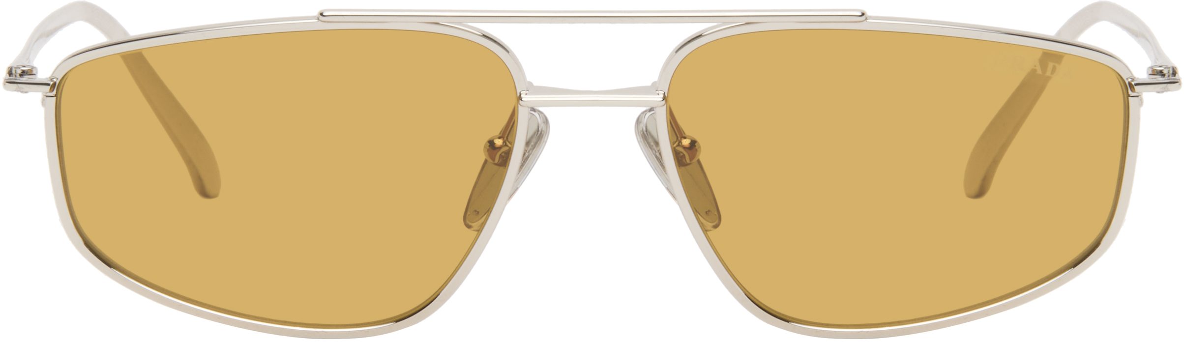 Prada Eyewear: シルバー アビエイターサングラス | SSENSE 日本