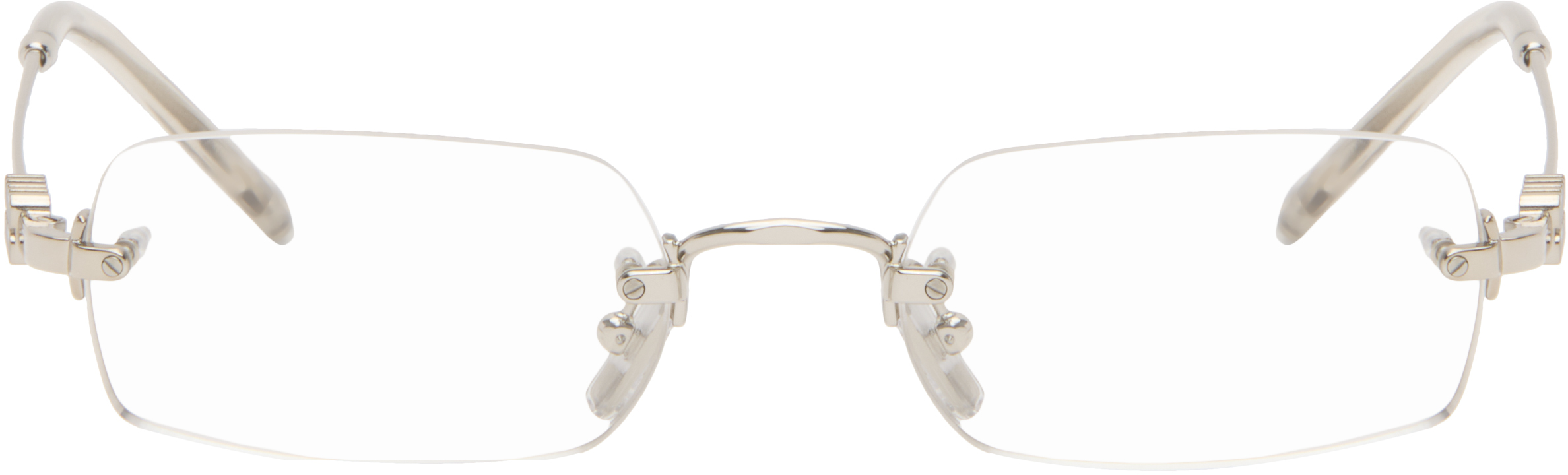 Miu Miu Eyewear: シルバー リムレス メガネ | SSENSE 日本