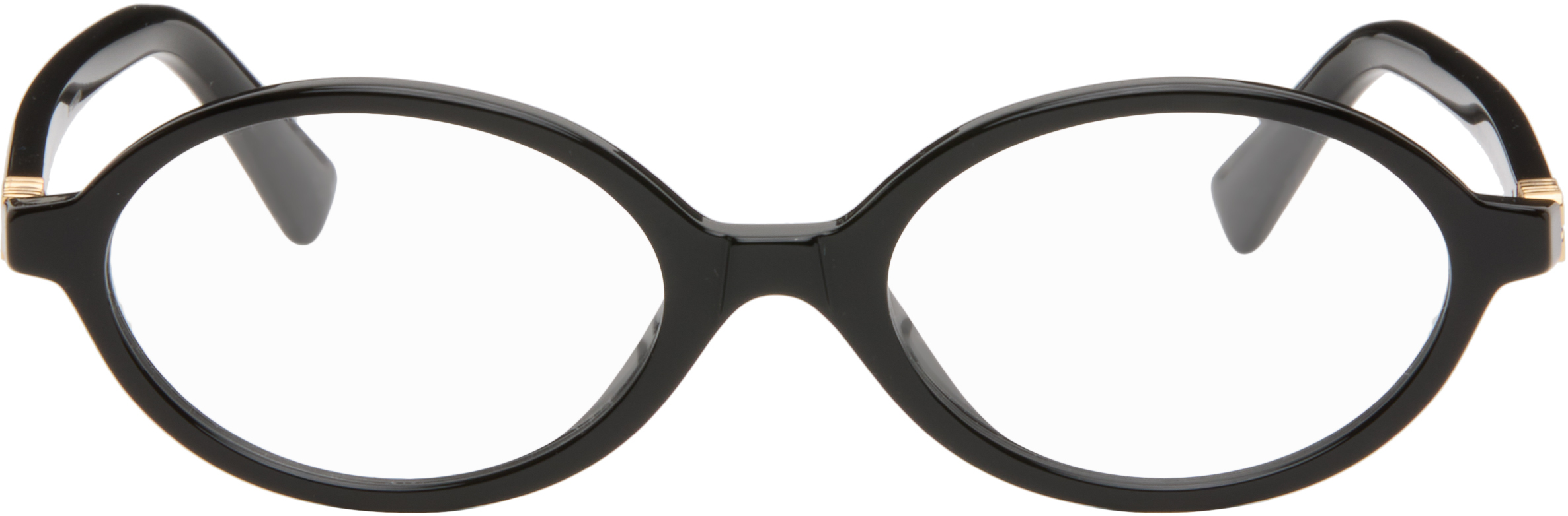Miu Miu Black 'breaking The Rules' Oval Glasses In Black