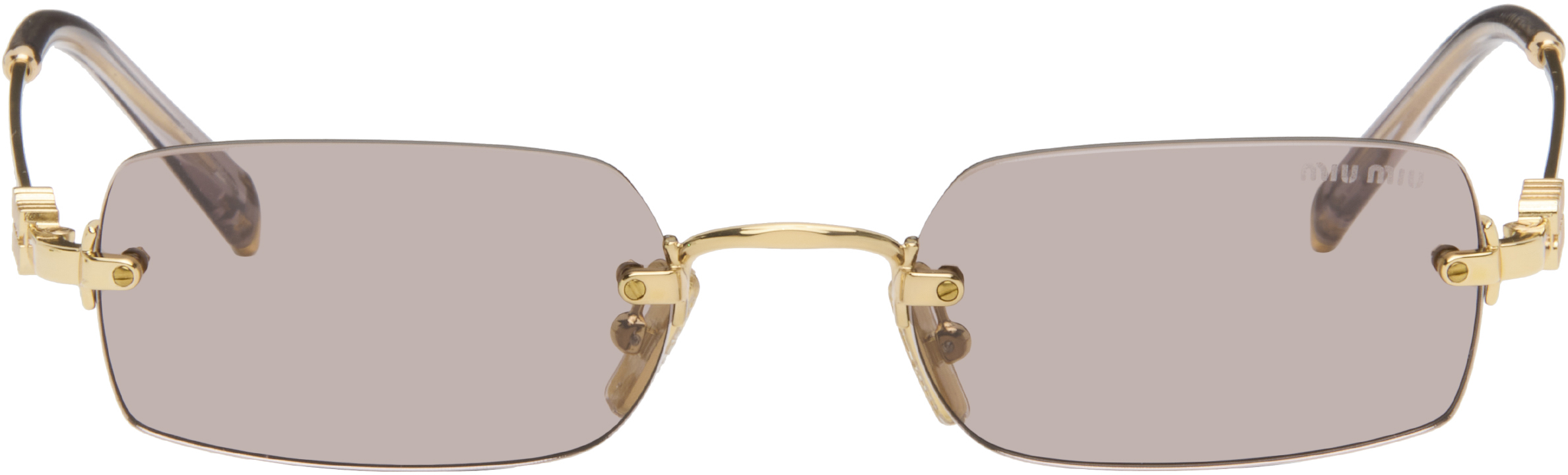 Miu Miu Eyewear: ゴールド 'Miu Miu Eyewear Collection' サングラス