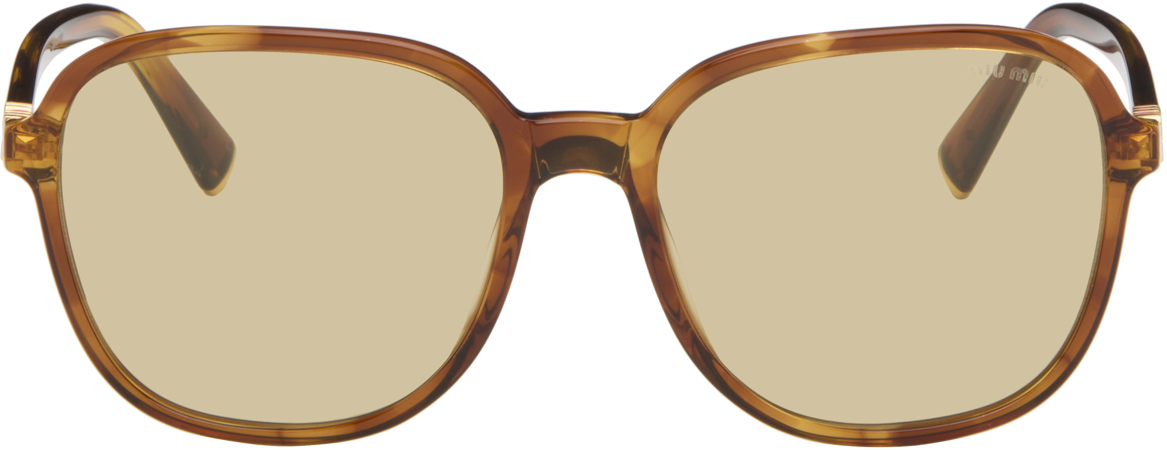 Miu Miu Eyewear: Brown 'Miu Regard' Sunglasses | SSENSE
