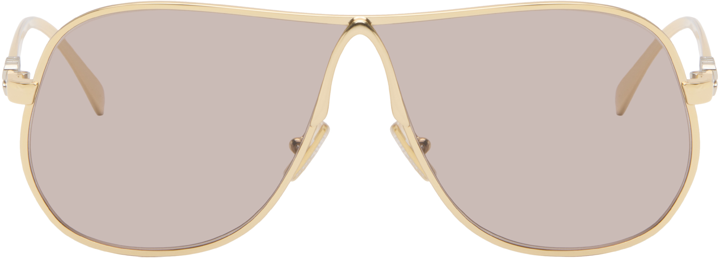 Gold Metal Aviator Sunglasses by Miu Miu Eyewear on Sale display picture 3