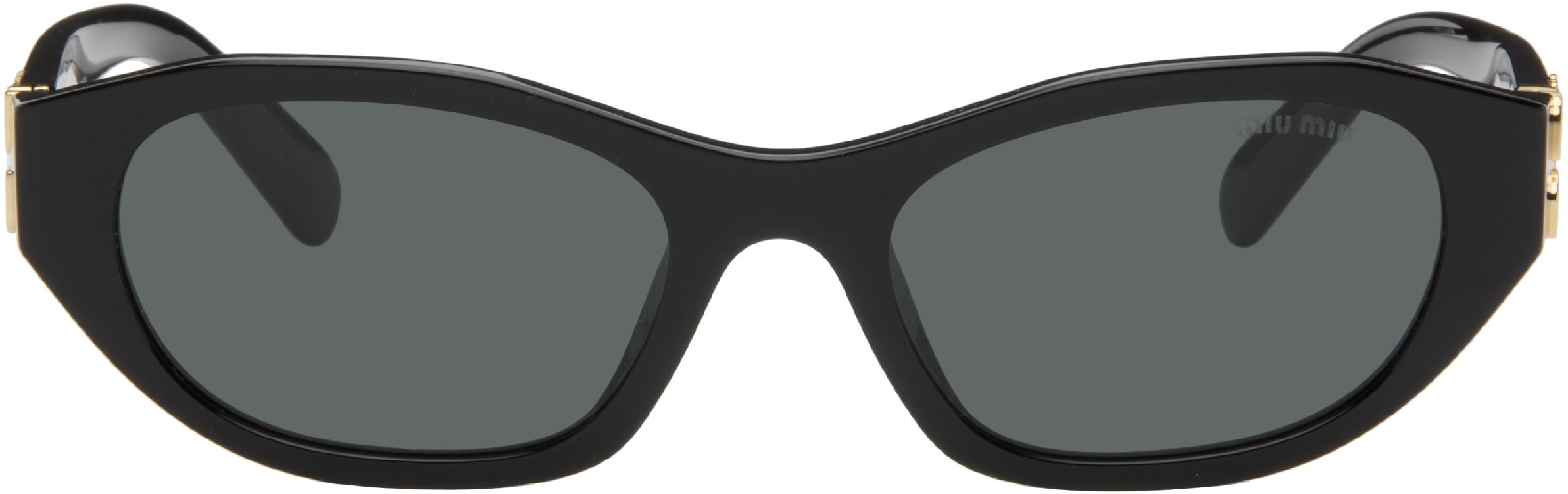 Miu Miu Black Classic Subtle Cateye Sunglasses In Black
