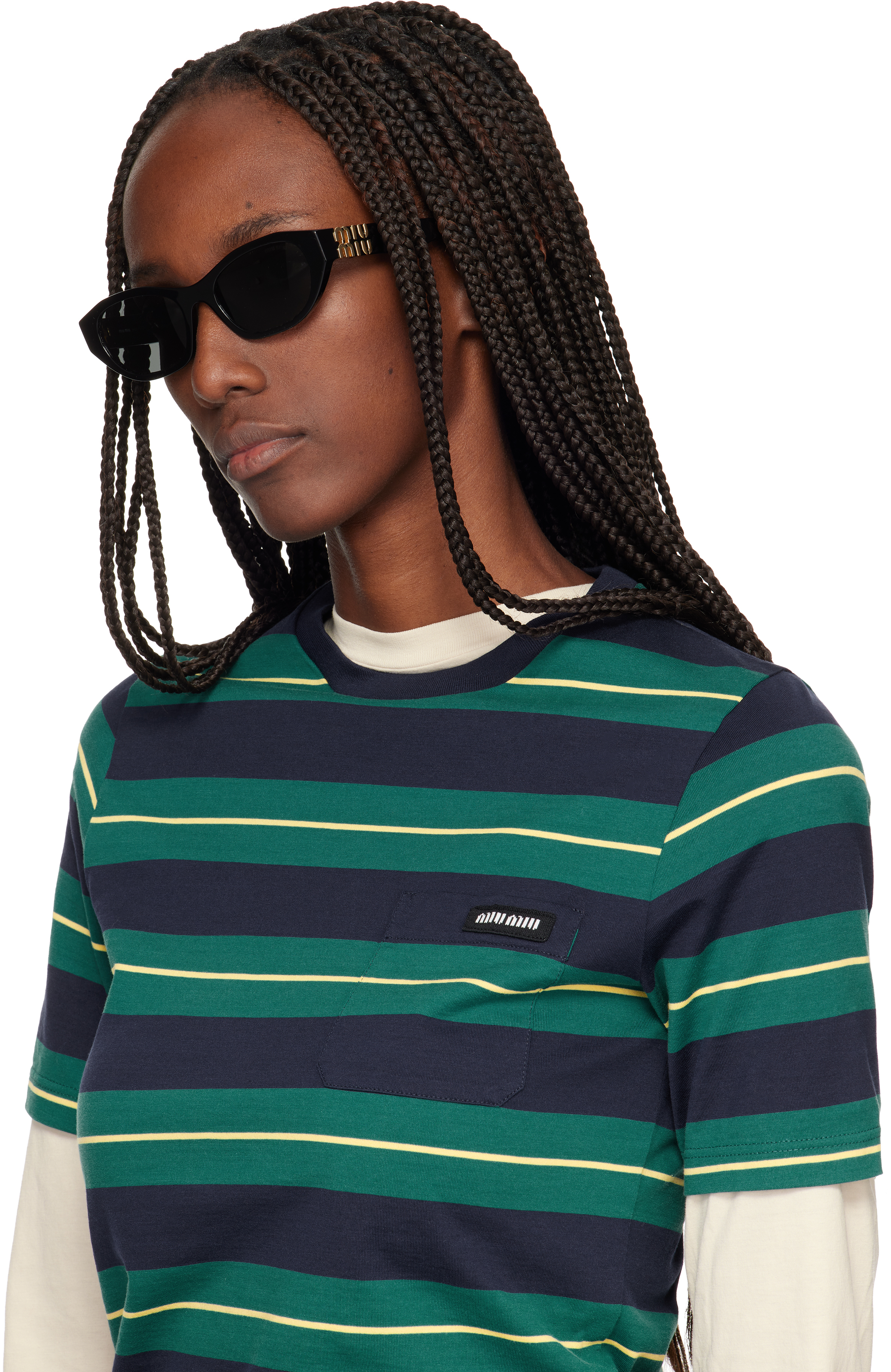 Miu Miu Black Classic Subtle Cateye Sunglasses In Black