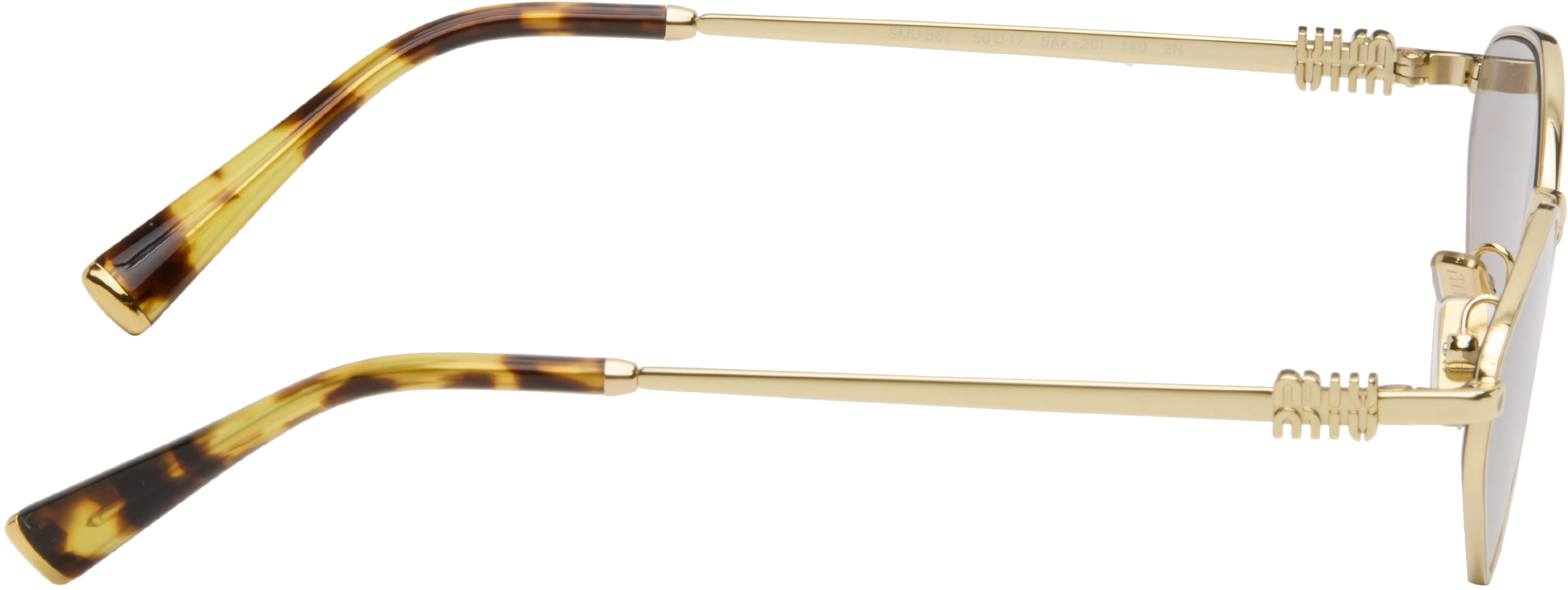 Miu Miu Gold '' Logo Sunglasses In Gold