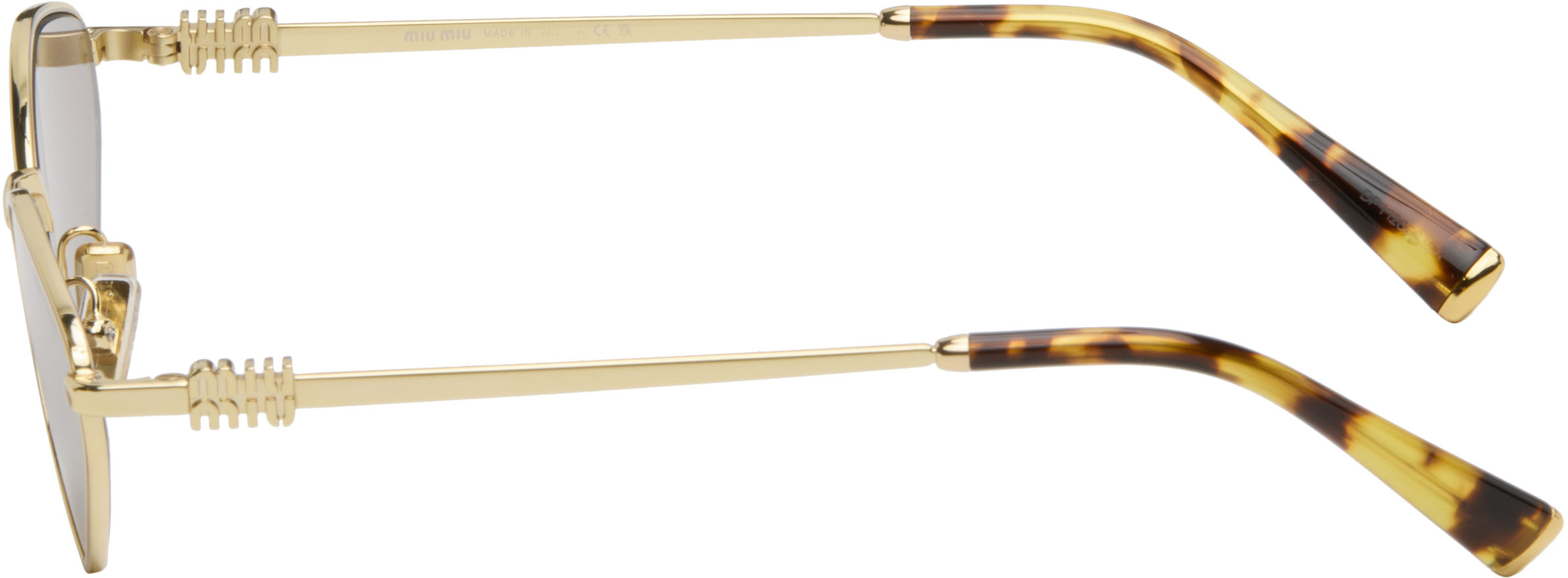 Miu Miu Gold '' Logo Sunglasses In Gold