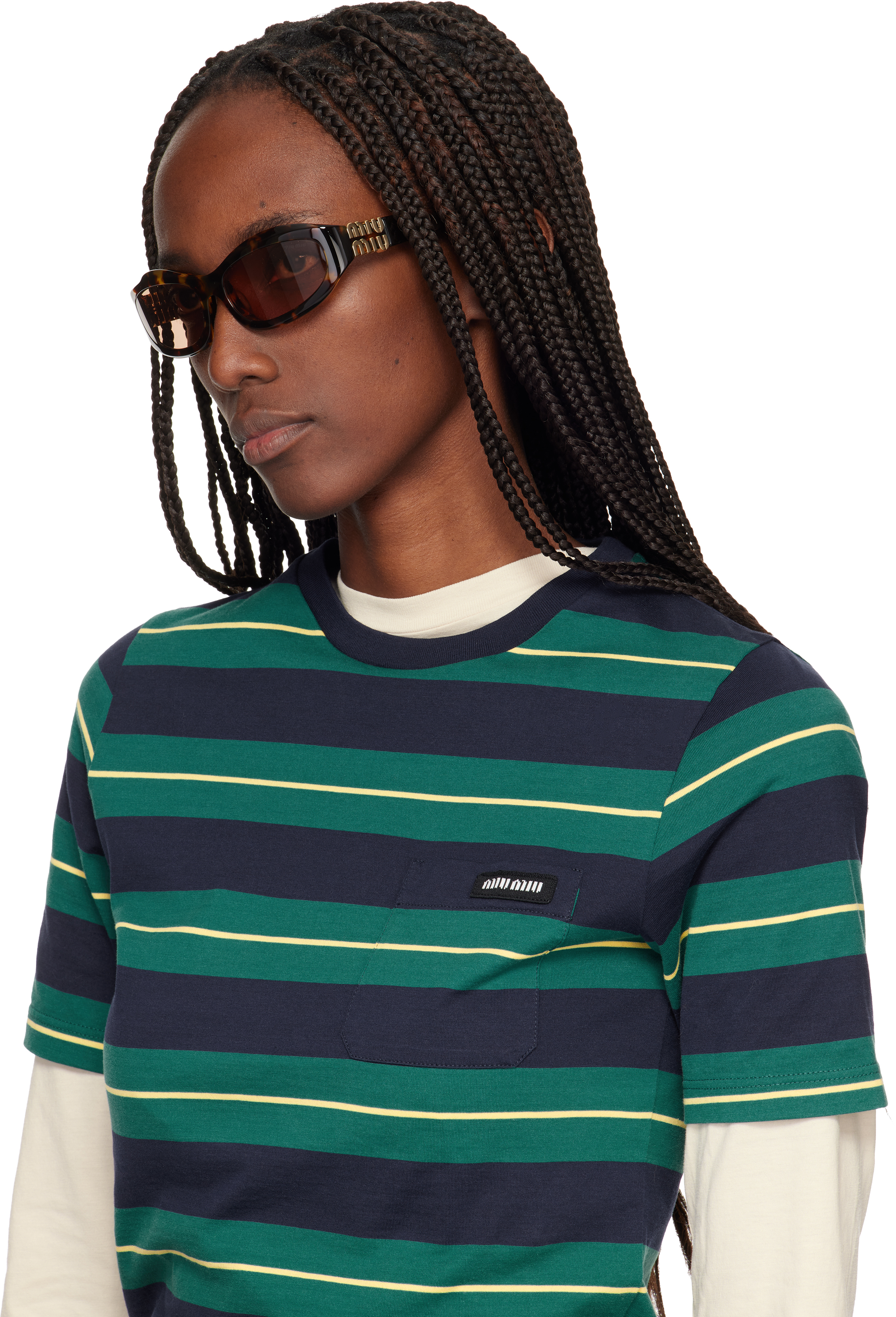 Miu Miu Brown Shield Sunglasses In Multi