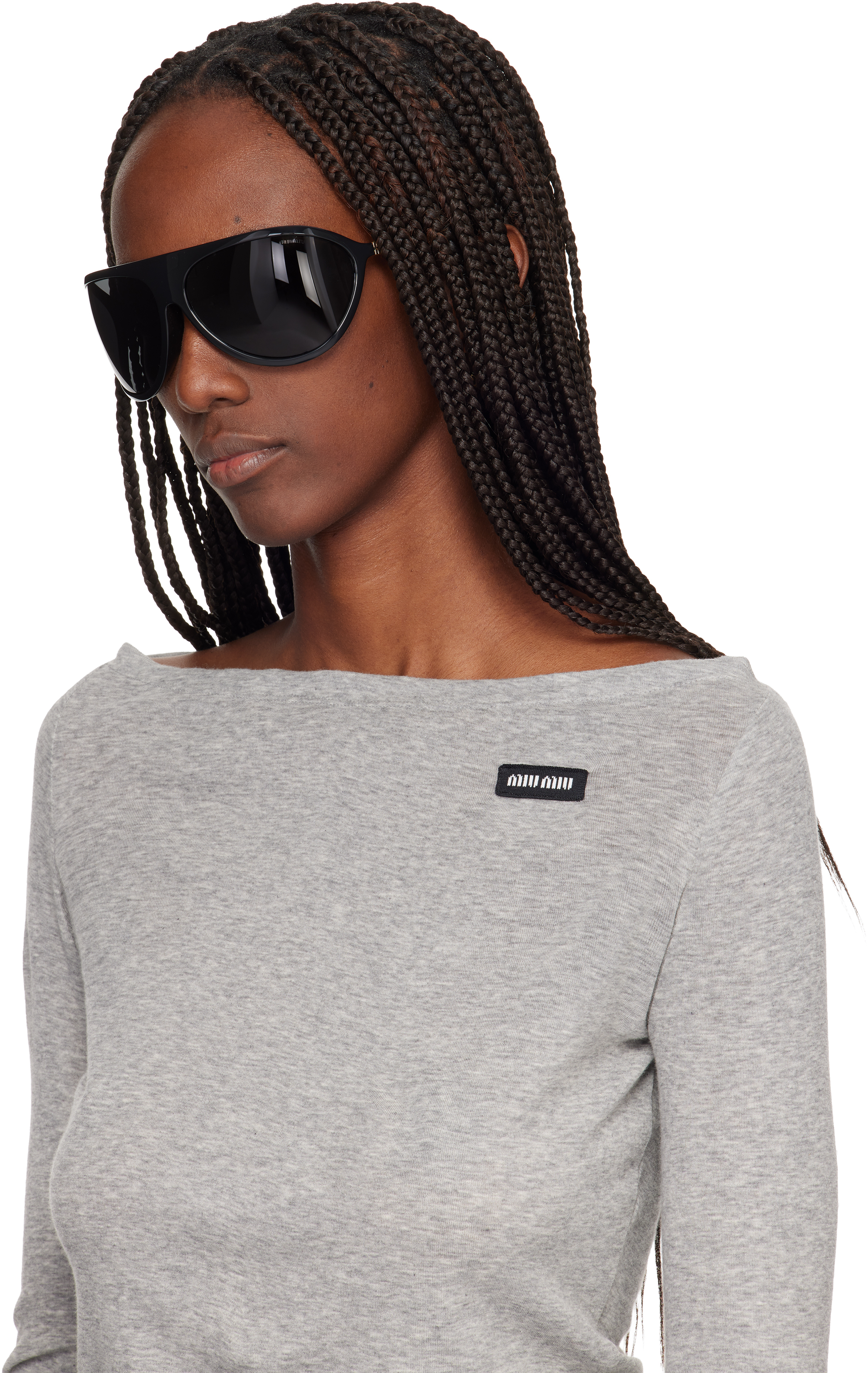 Miu Miu Black Mask Sunglasses In Black