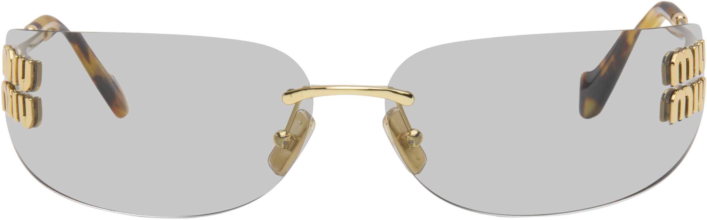 Miu Miu Gold Aube Sunglasses In Gray