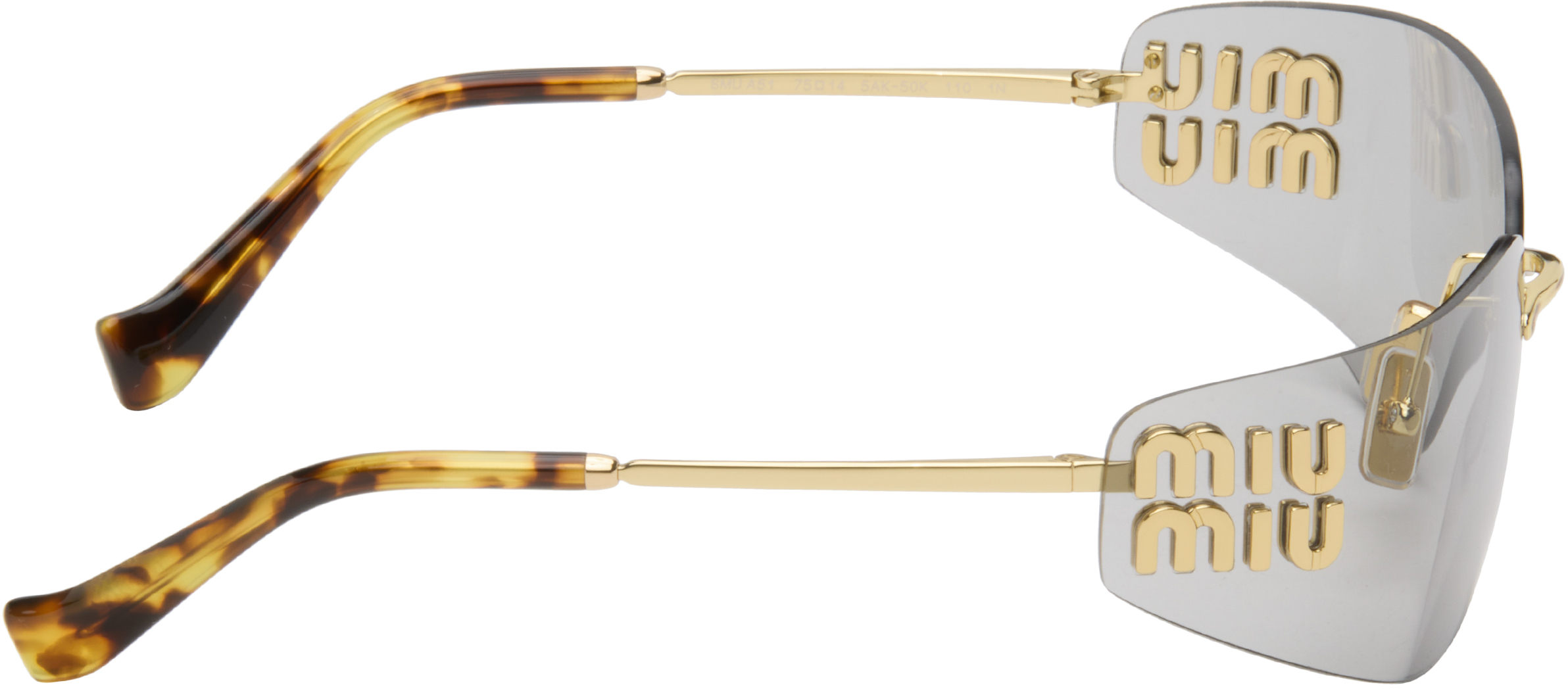Miu Miu Gold Aube Sunglasses In Gray