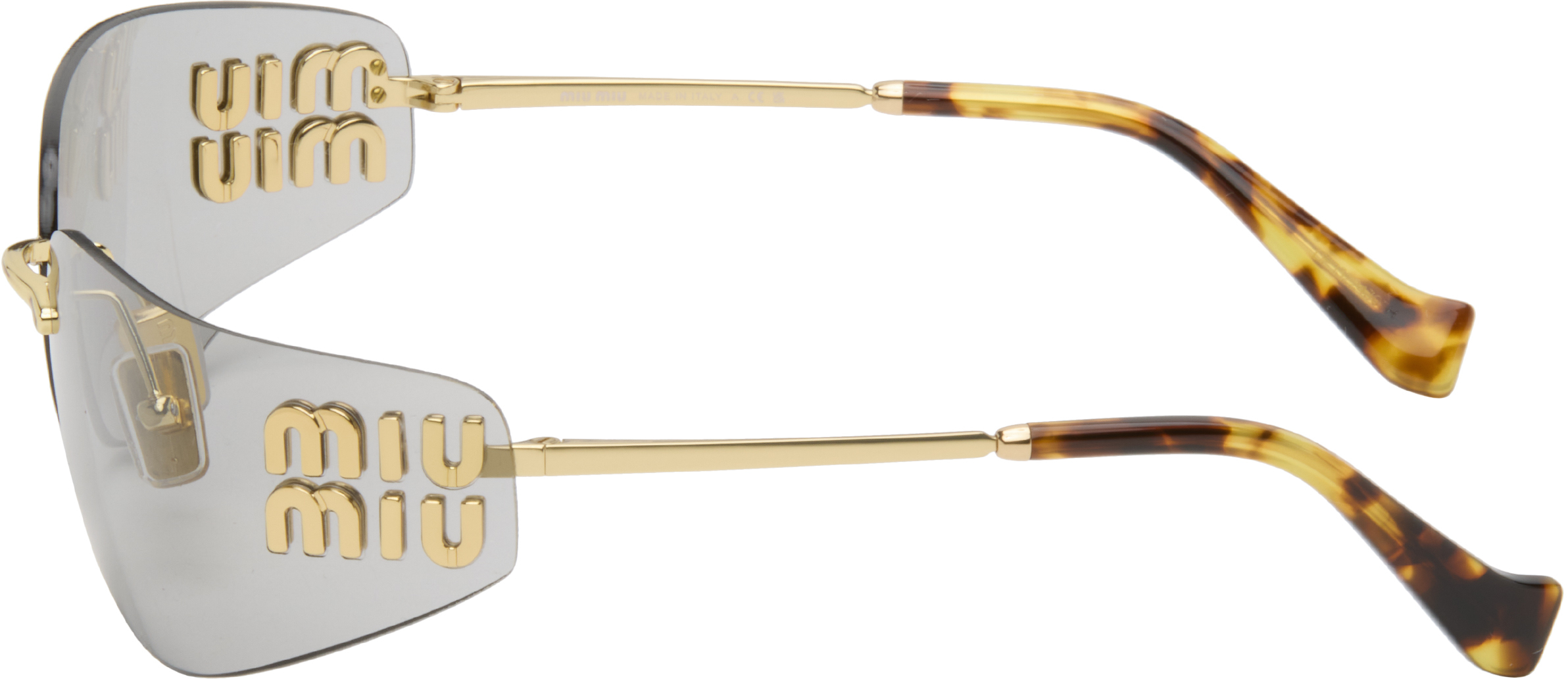 Miu Miu Gold Aube Sunglasses In Gray