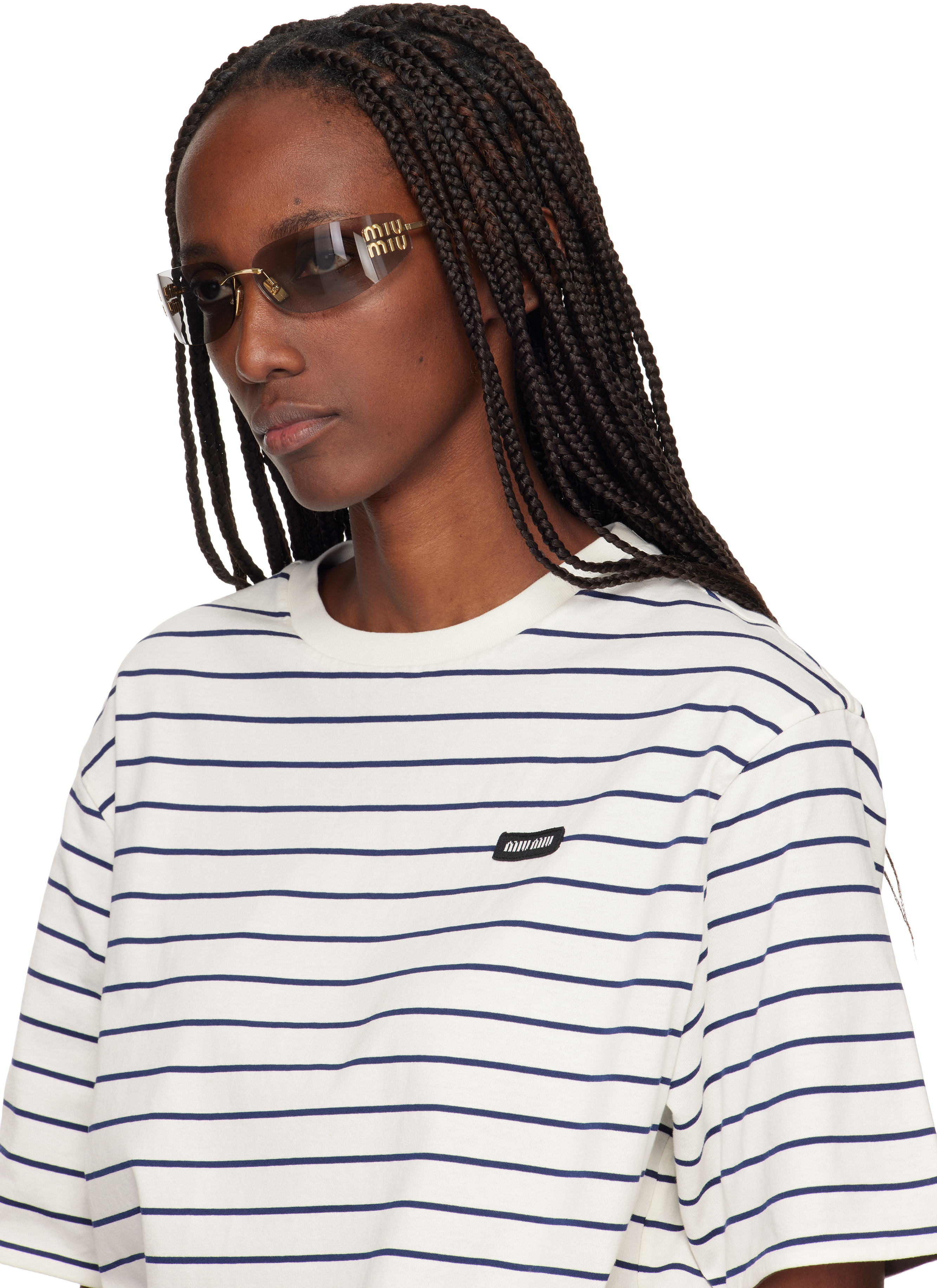 Miu Miu Gold Aube Sunglasses In Gray