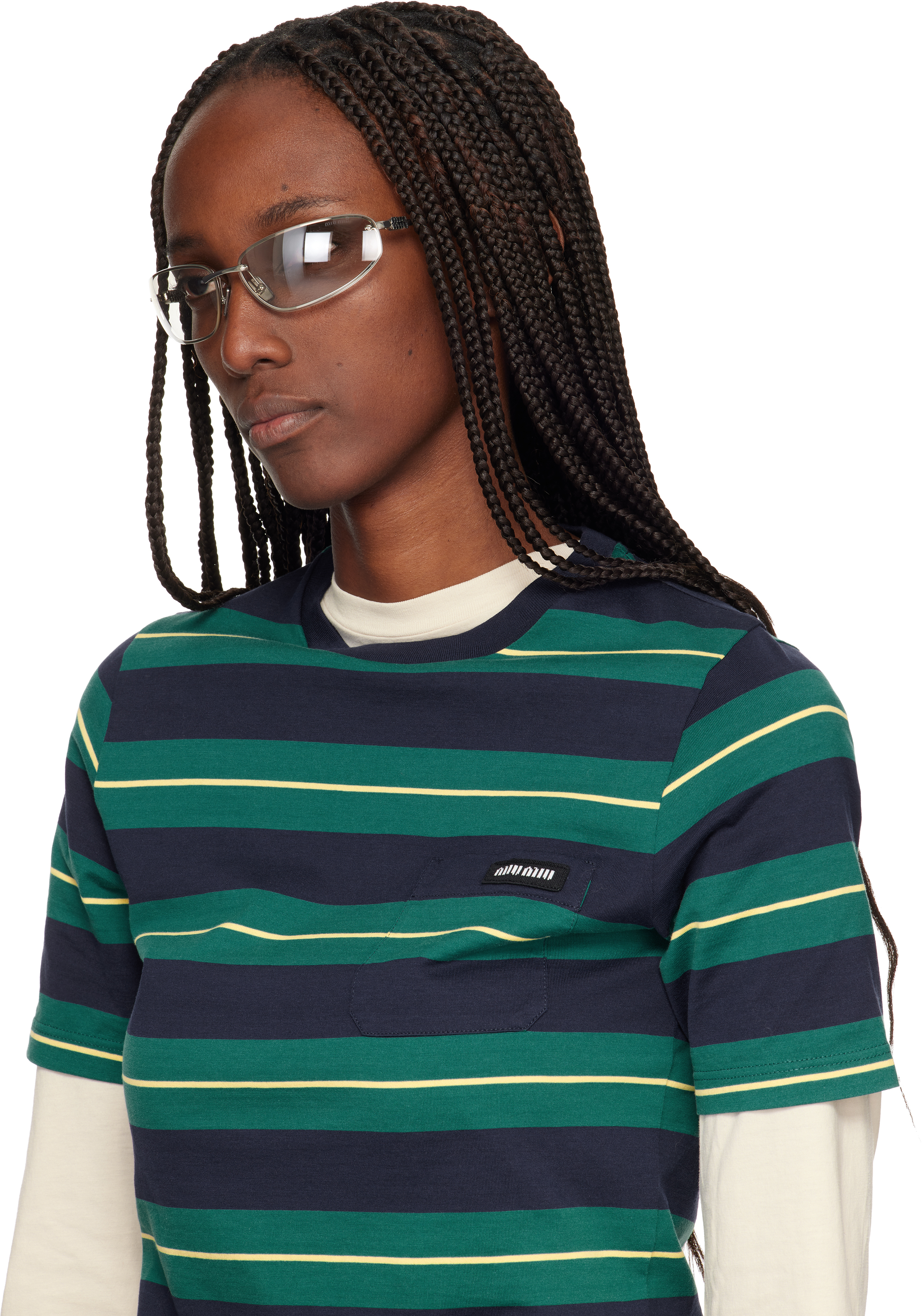 Miu Miu Silver Rimless Metal Oval Sunglasses In Metallic