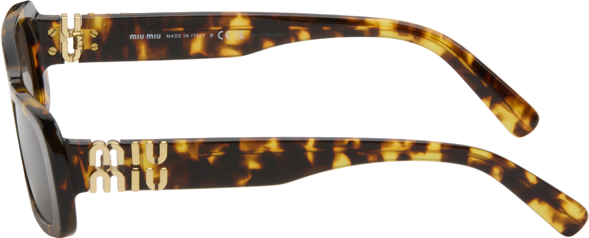 Miu Miu Brown Square Acetate Sunglasses In Multi