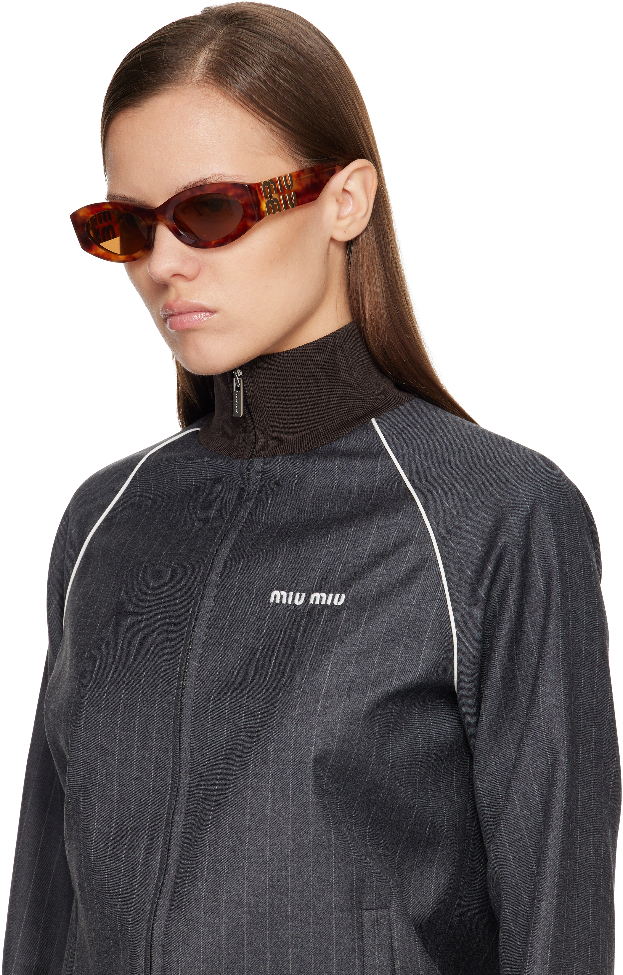 Miu Miu Glimpse Oval-frame Tortoiseshell Acetate Sunglasses