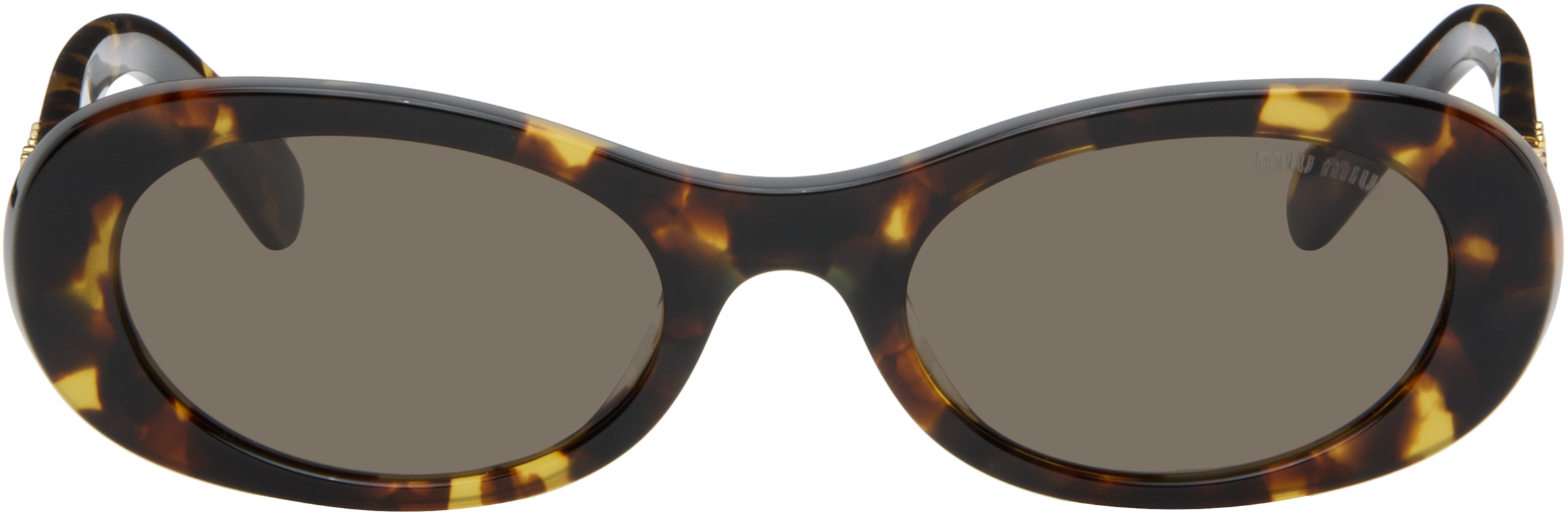 Miu Miu Eyewearのブラウン Miu Glimpse サングラスがセール中
