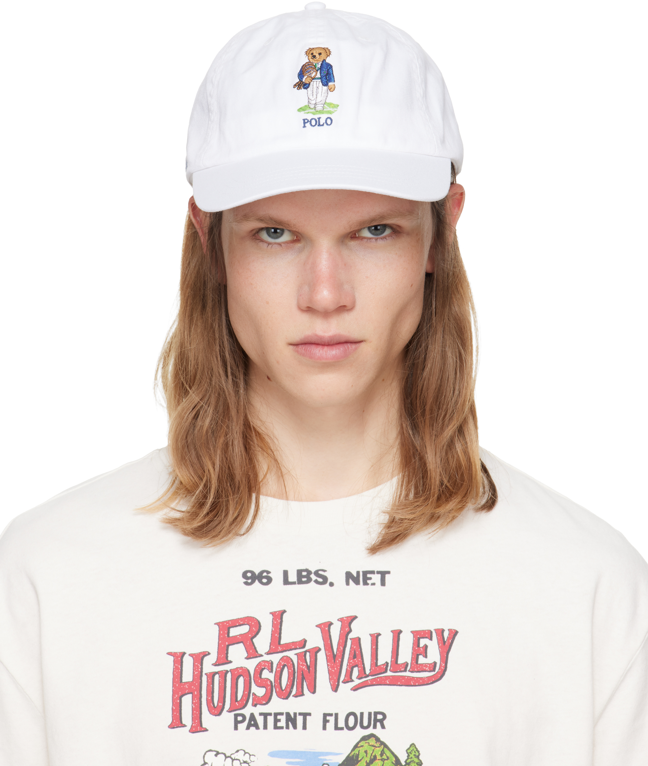 Polo Ralph Laurenのホワイト Polo ベア ツイル ベースボールキャップ