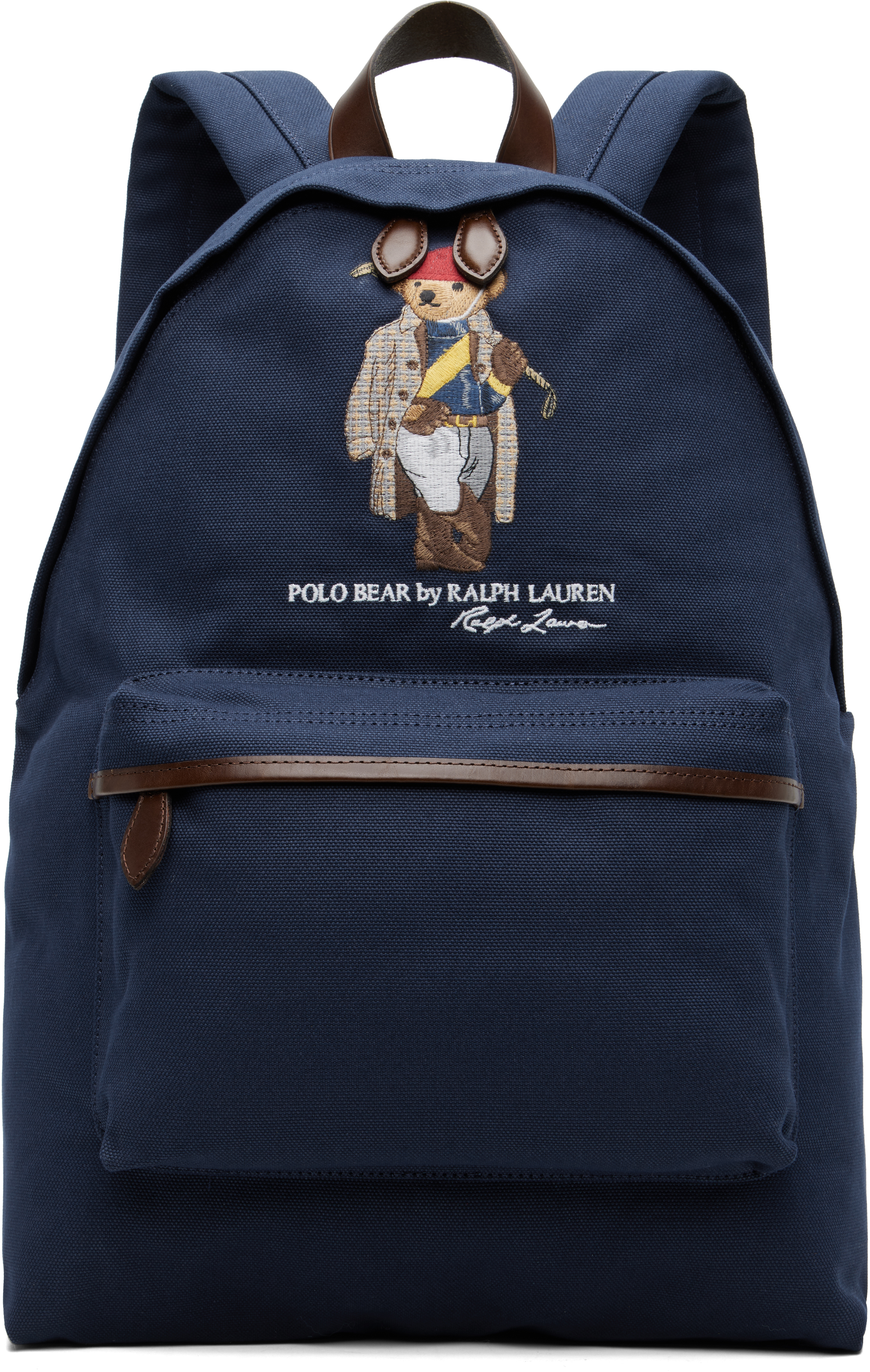 Polo Ralph Lauren: Navy Polo Bear Canvas Backpack | SSENSE