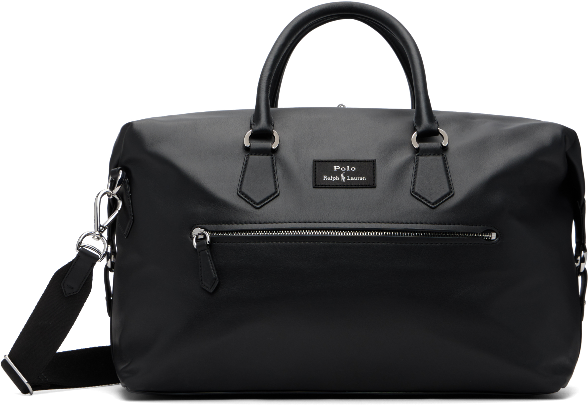 Polo Ralph Lauren: ブラック スムースレザー ダッフルバッグ | SSENSE