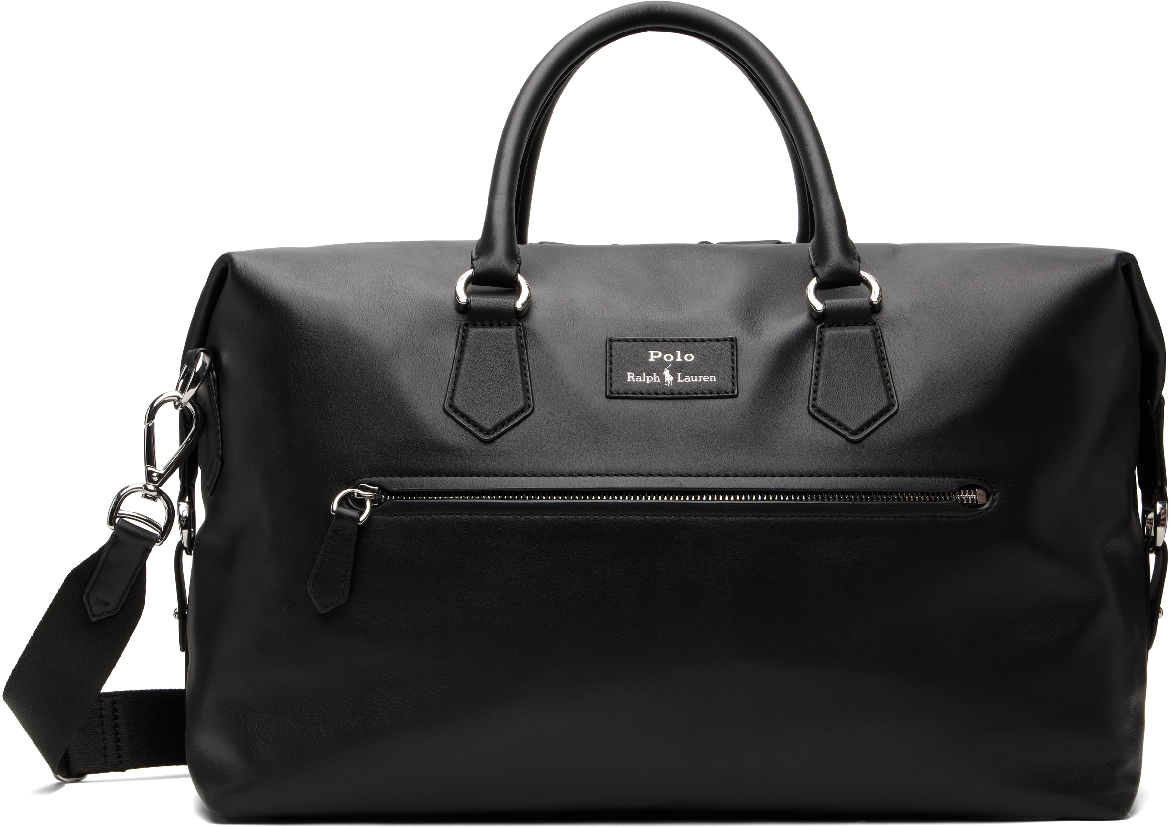 Polo Ralph Lauren: ブラック スムースレザー ダッフルバッグ | SSENSE