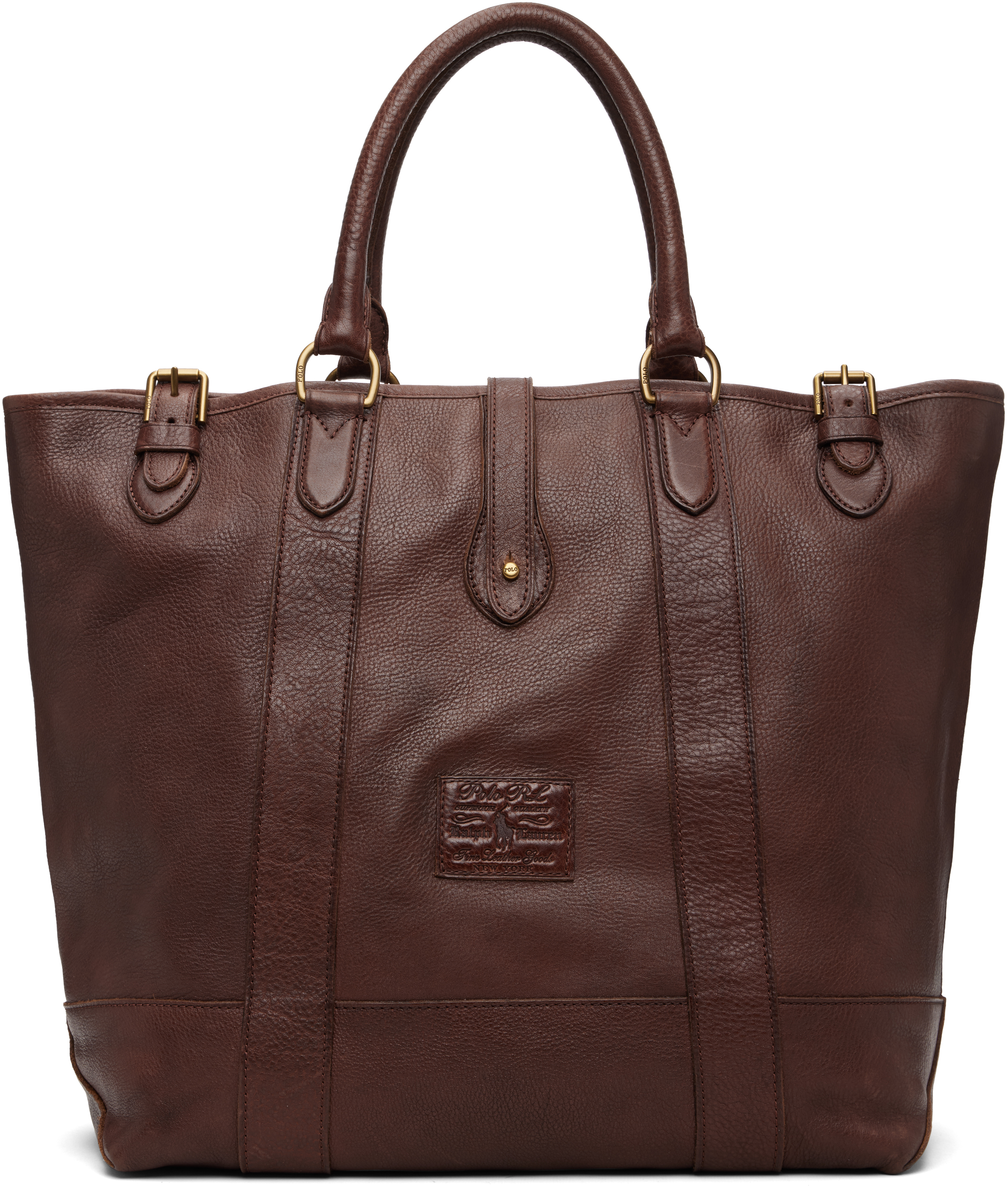 Polo Ralph Lauren: ブラウン Heritage レザー トートバッグ | SSENSE 日本