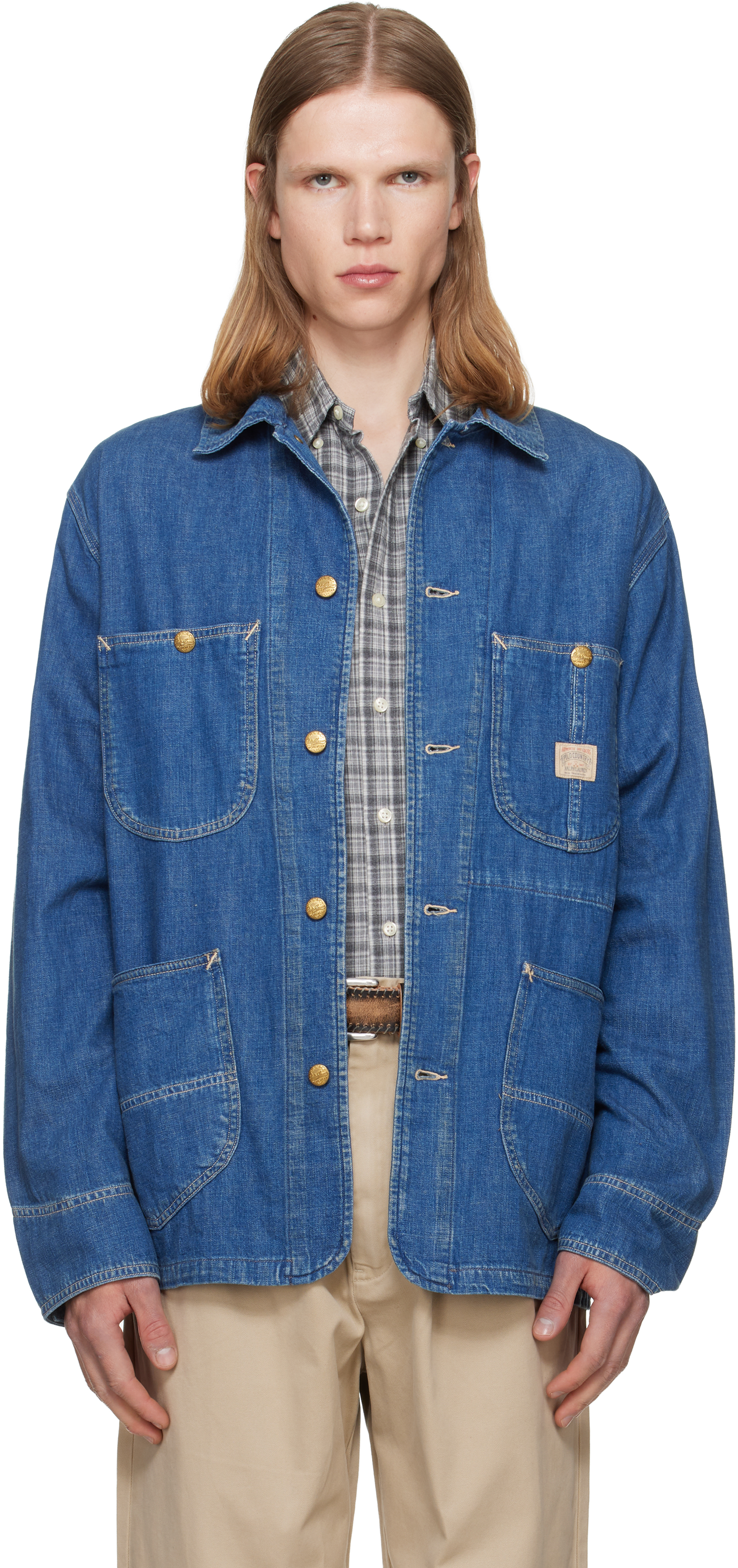 Blue 'The Waldron' Denim Utility Jacket by Polo Ralph Lauren on Sale
