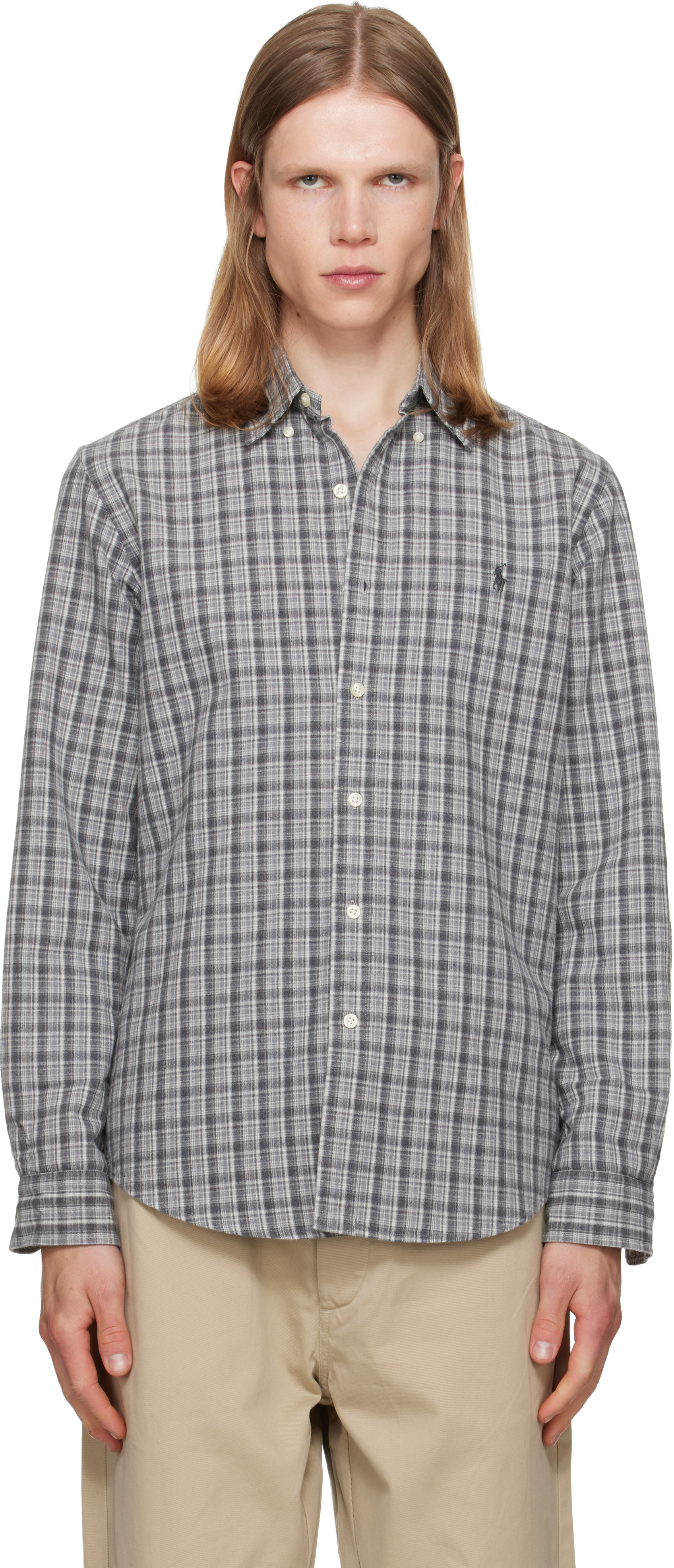 Polo Ralph Lauren: ブルー Classic Fit Plaid Brushed