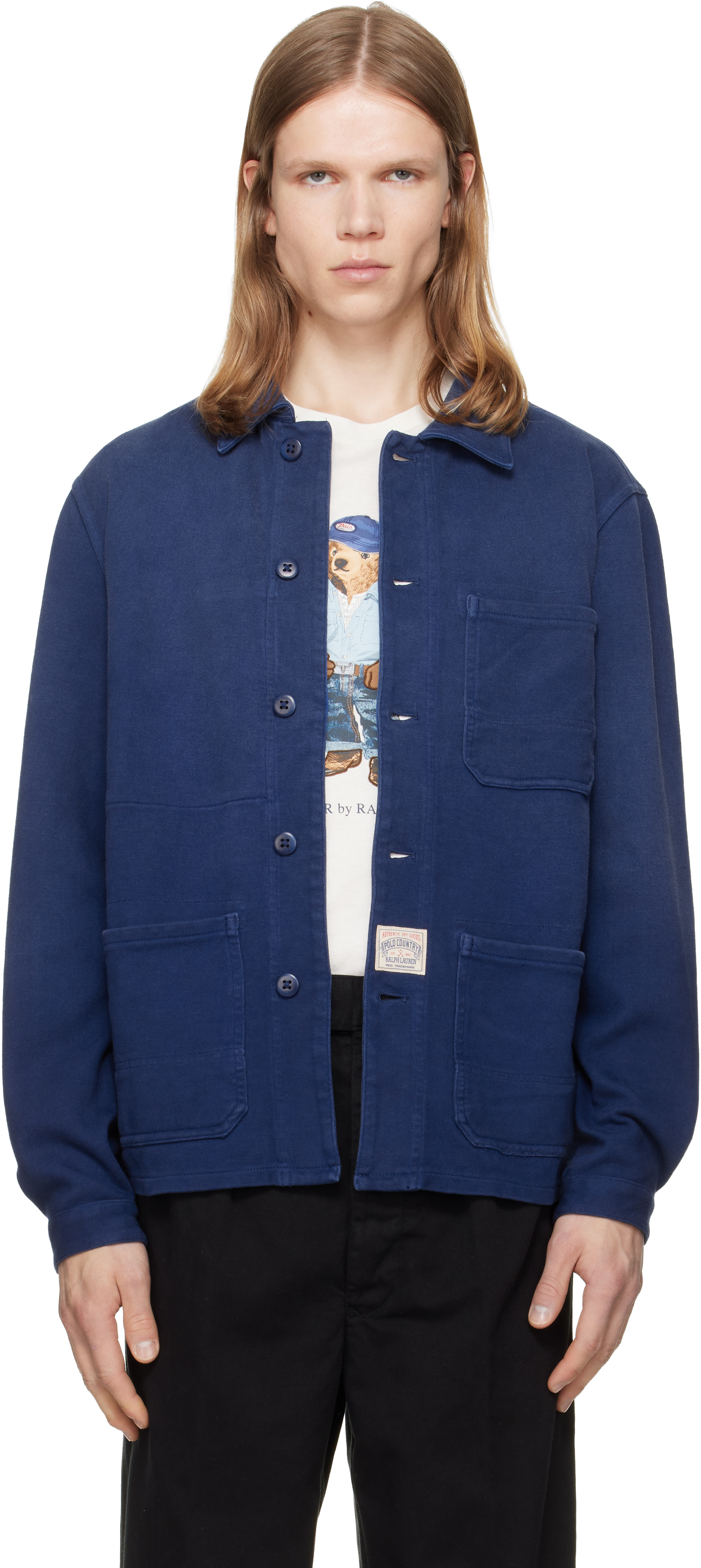 Polo Ralph Laurenのブルー Moleskin ユーティリティ オーバーシャツが