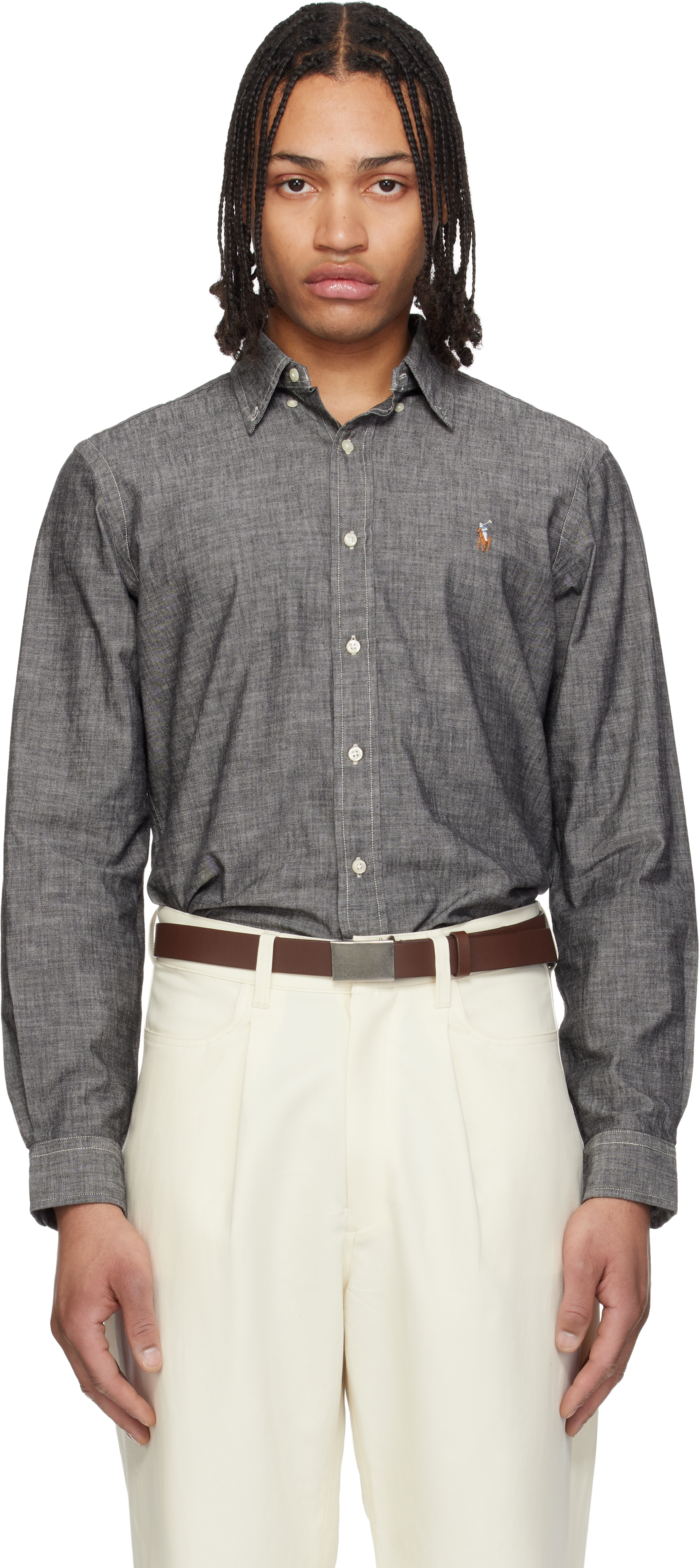 Gray Long Sleeve Sport Shirt