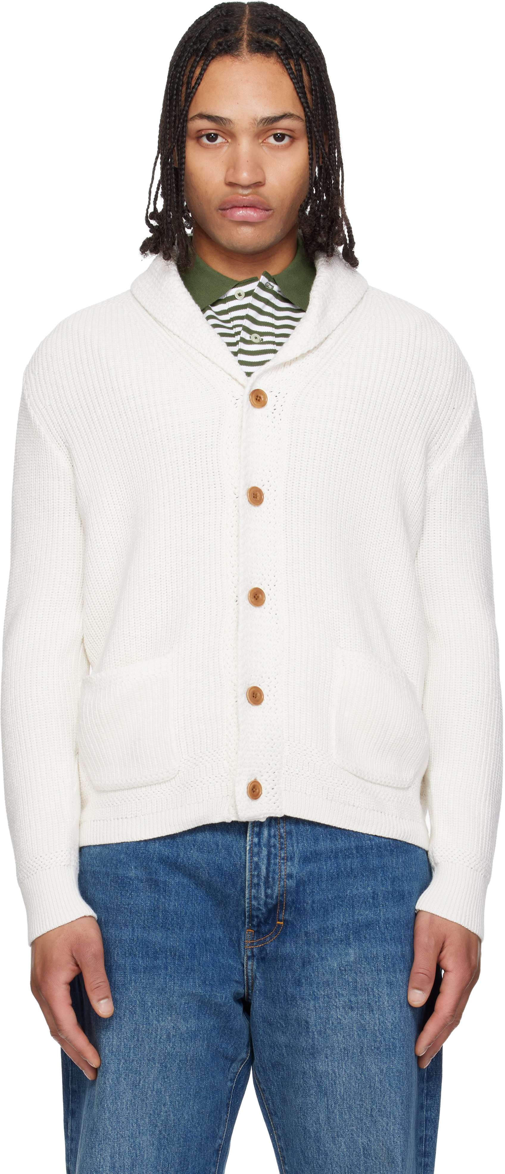 Polo Ralph Lauren: オフホワイト コットン ショールカラー