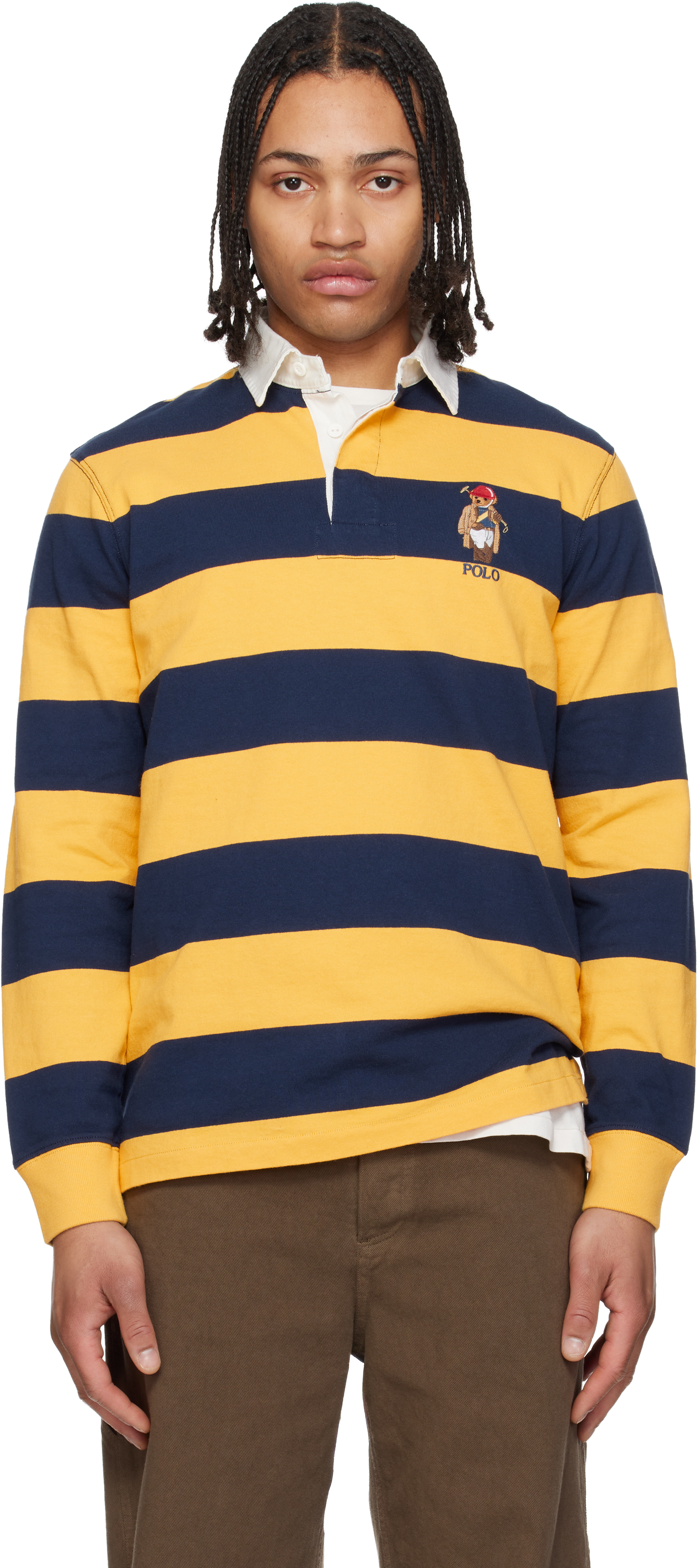 Yellow & Navy Classic Fit Polo Bear Rugby Polo