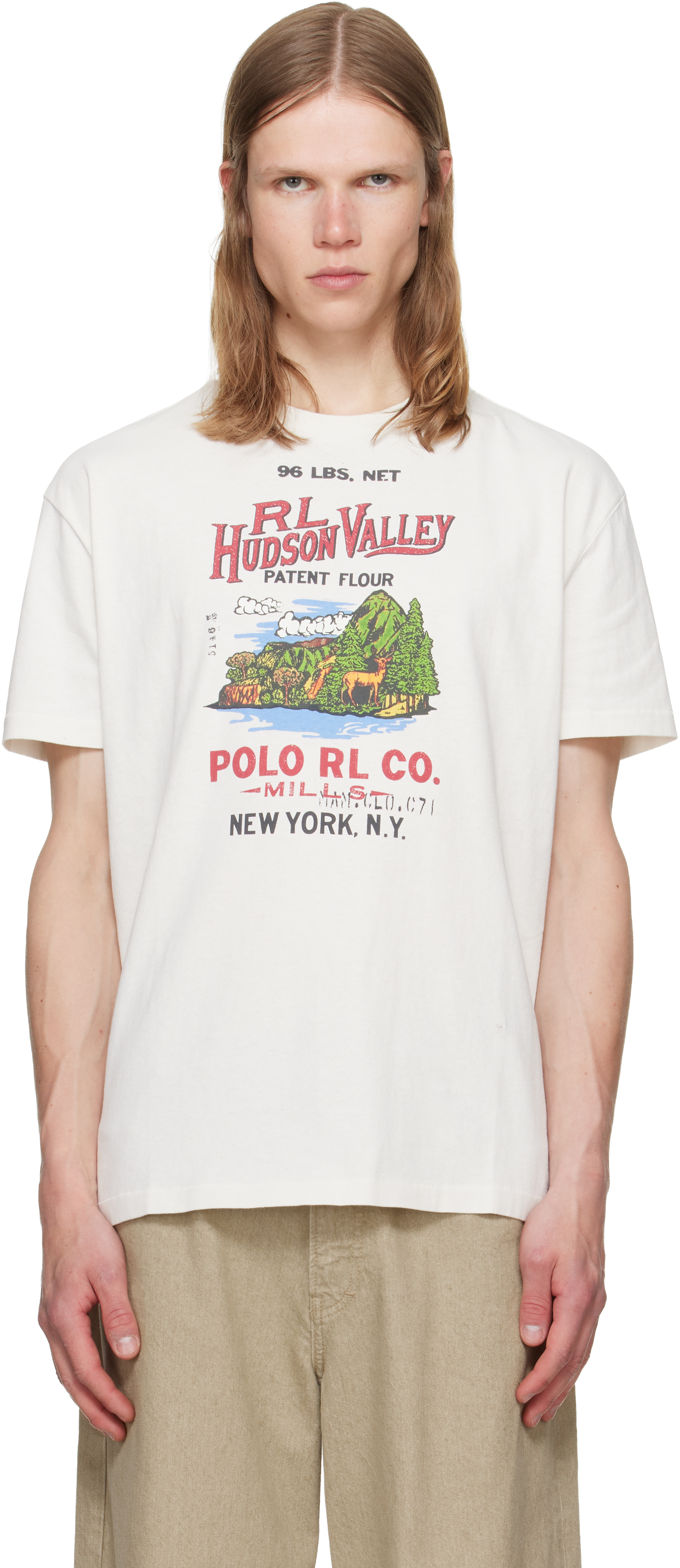 Polo Ralph Lauren: Off-White Classic Fit Jersey Graphic T-shirt