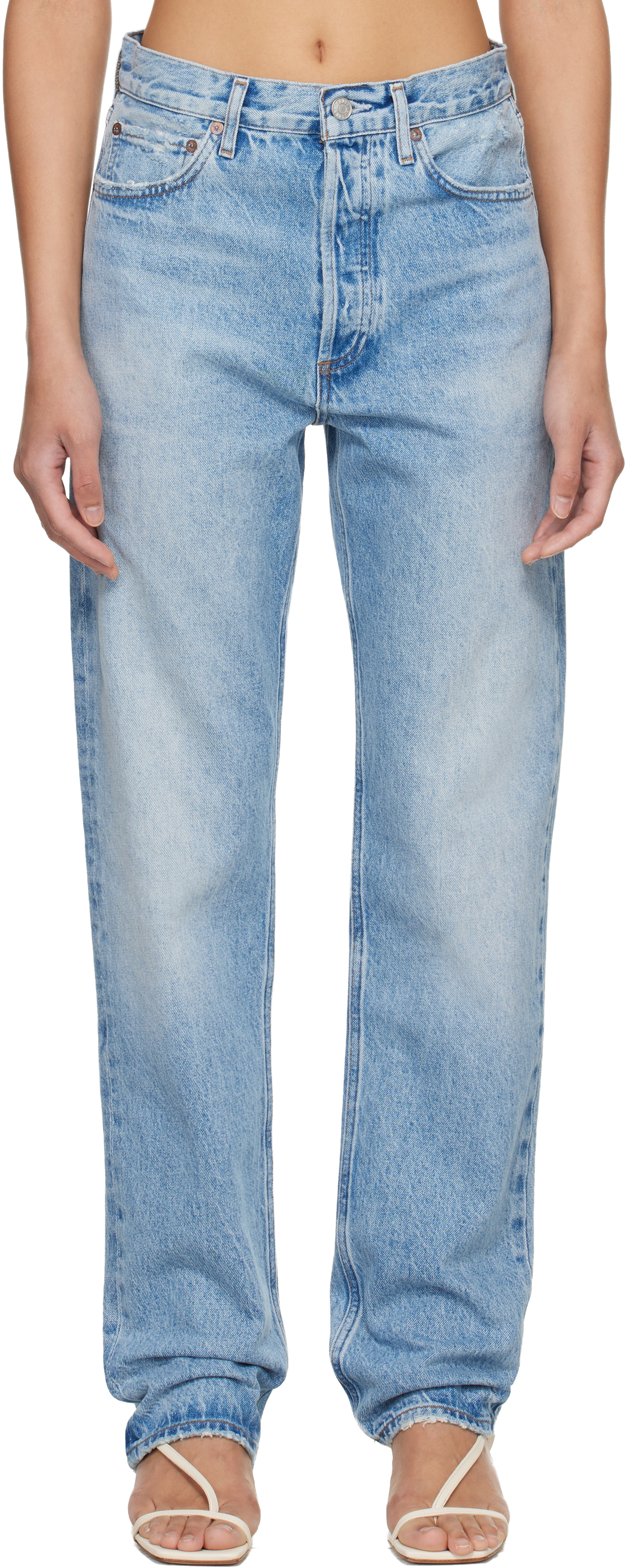 Blue 90's Mid Rise Straight Jeans