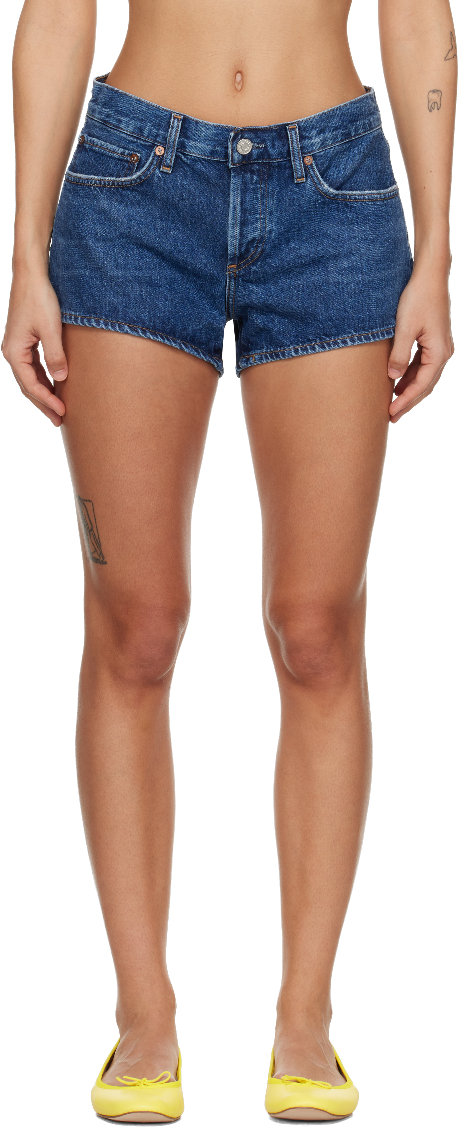 Blue Low-Rise Parker Denim Shorts