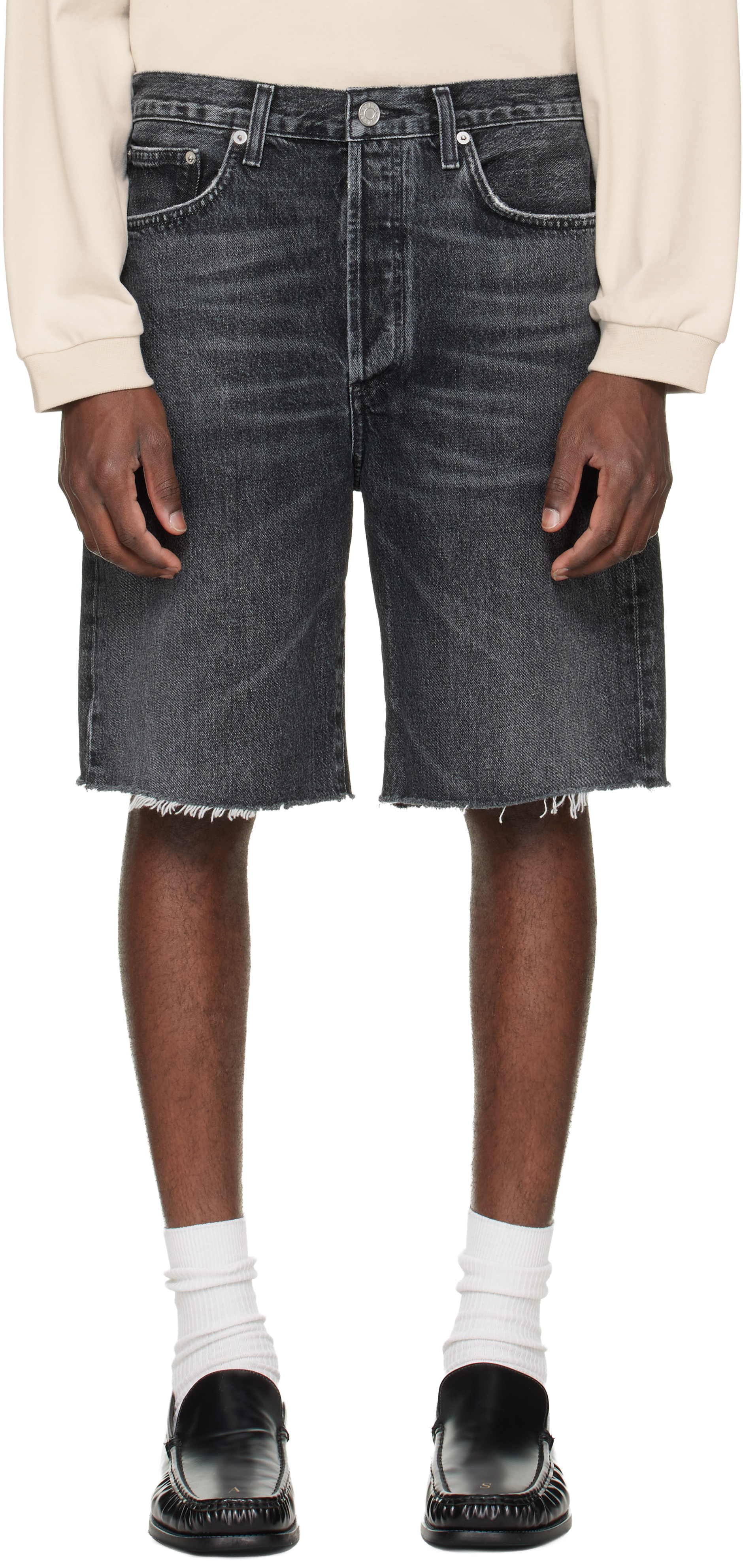 Black Anson Denim Shorts
