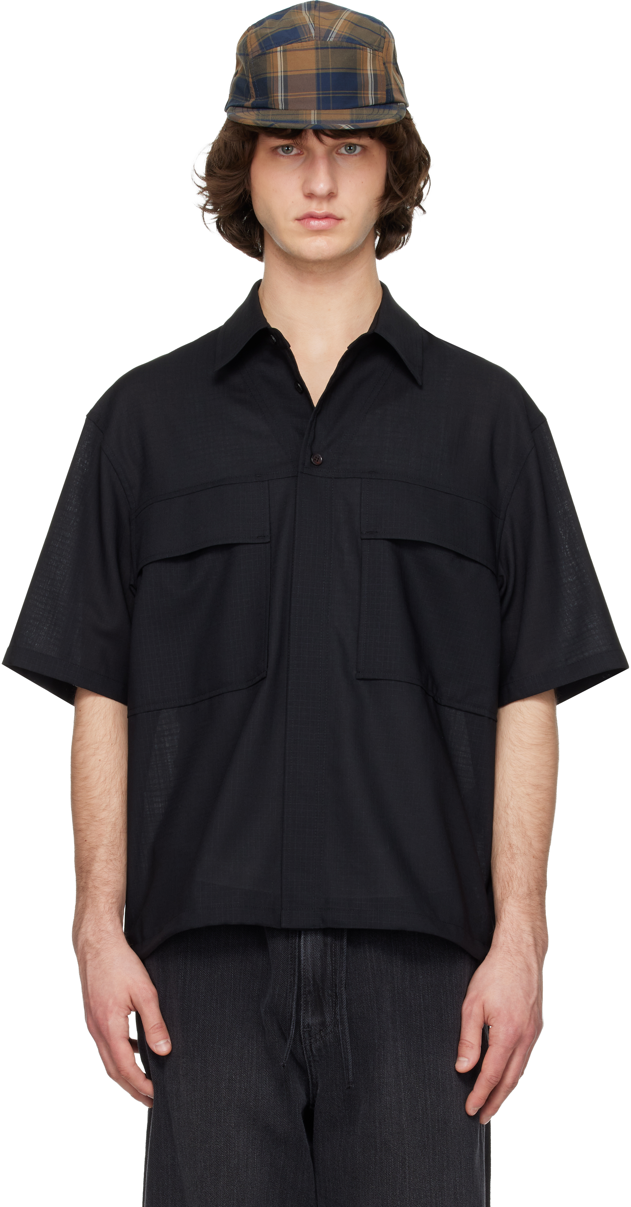 Solid Homme Black Flap Pocket Shirt