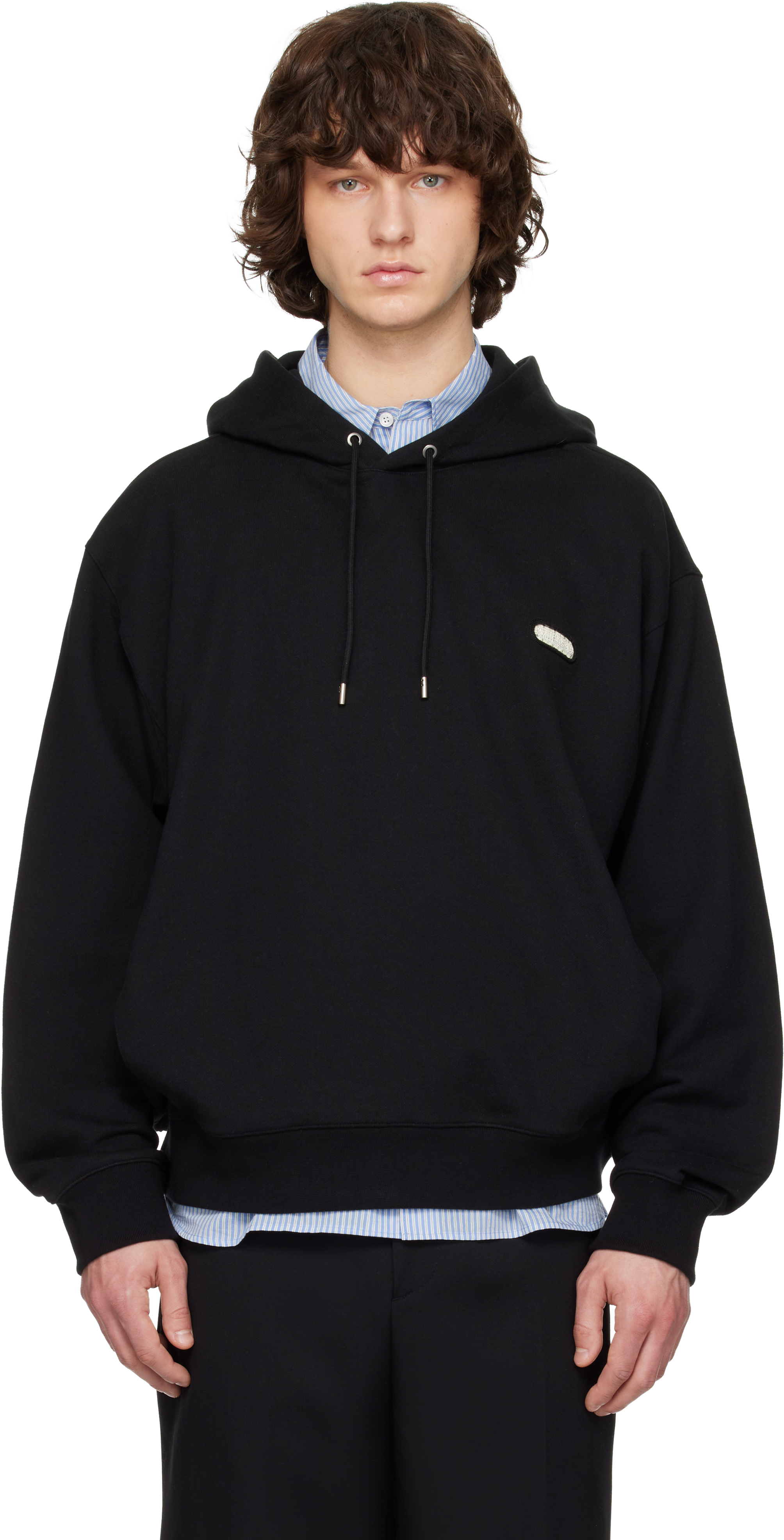 Solid Homme Black Solid Back Logo Hoodie